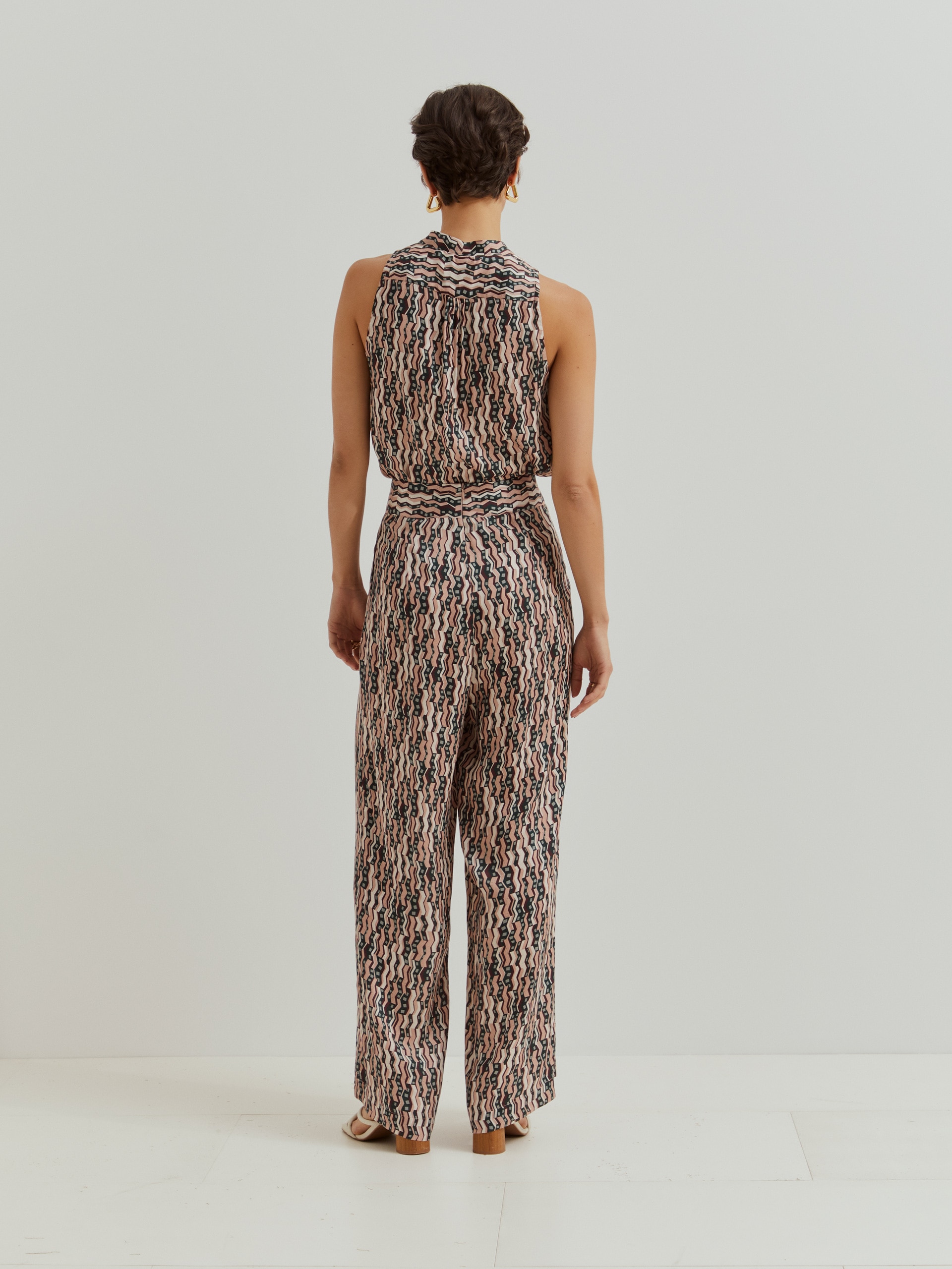 Calças Palazzo Estampadas Rosa-3