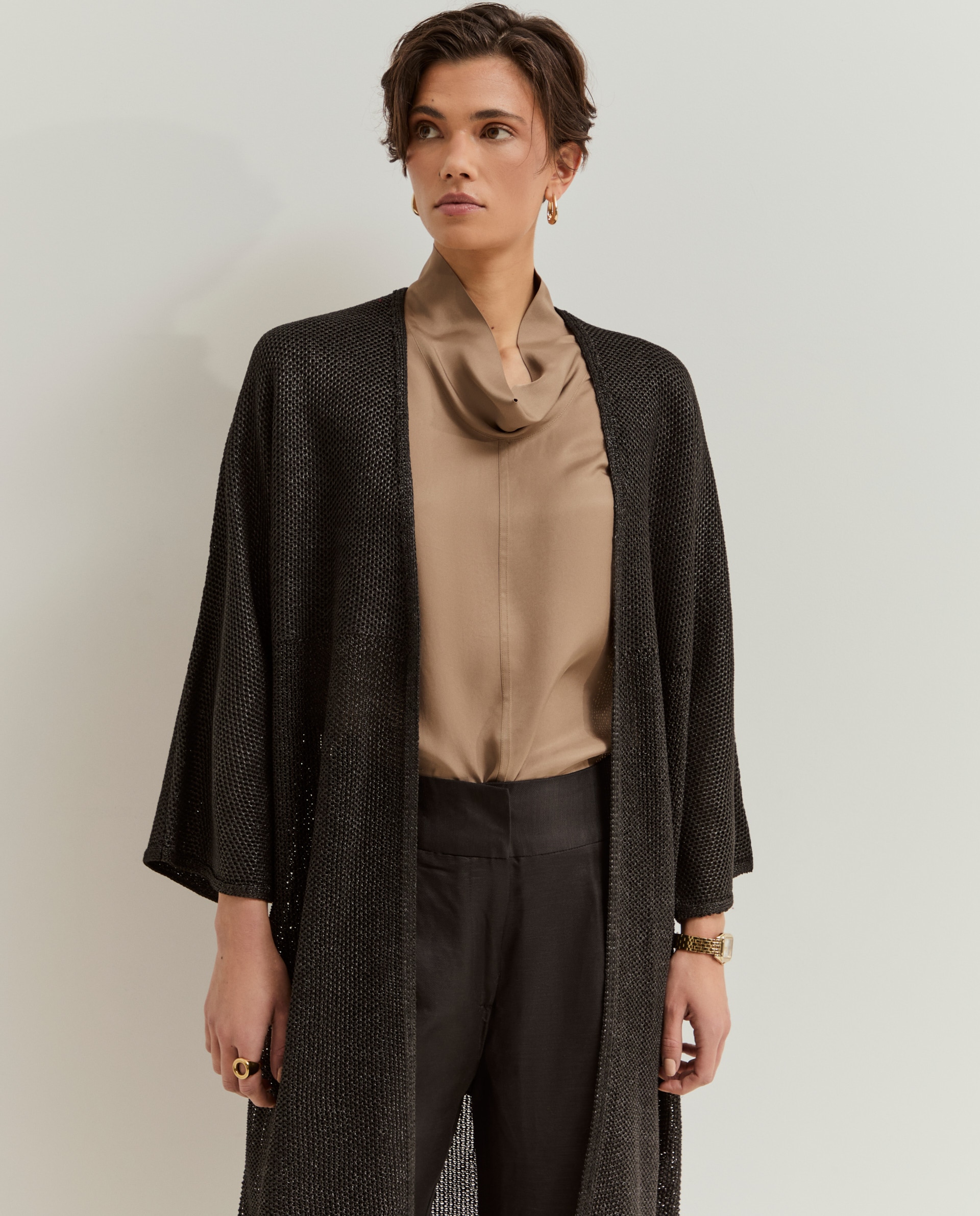 Cardigan Estilo Kimono Preto-2