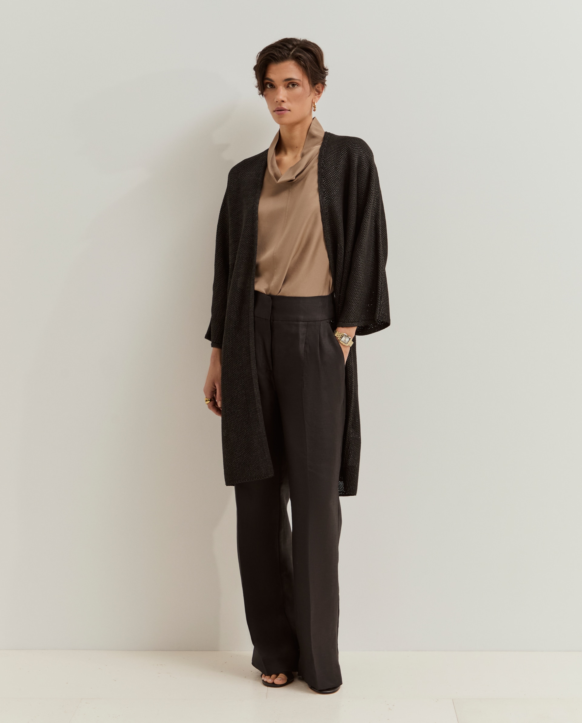 Cardigan Estilo Kimono Preto-4