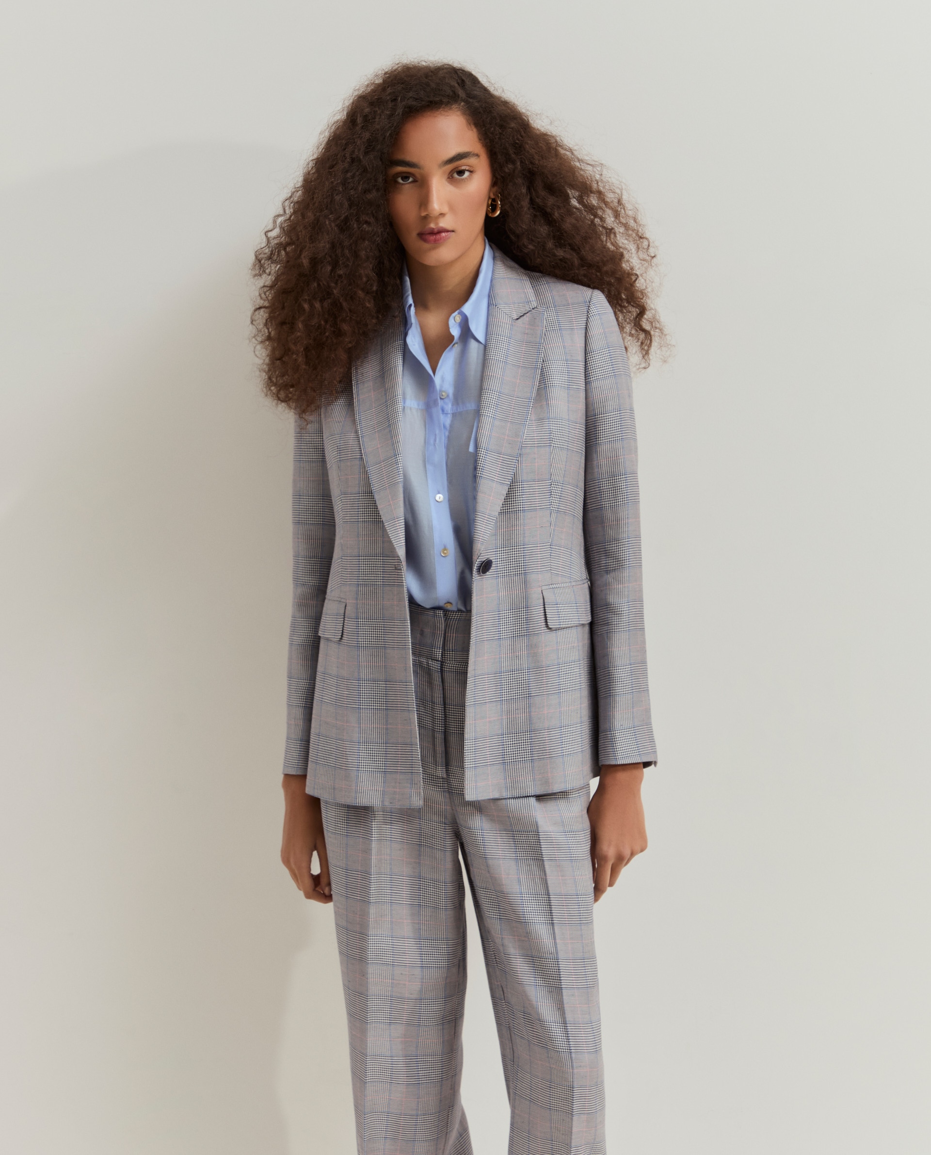 Blazer com padrão xadrez Azul-marinho-2