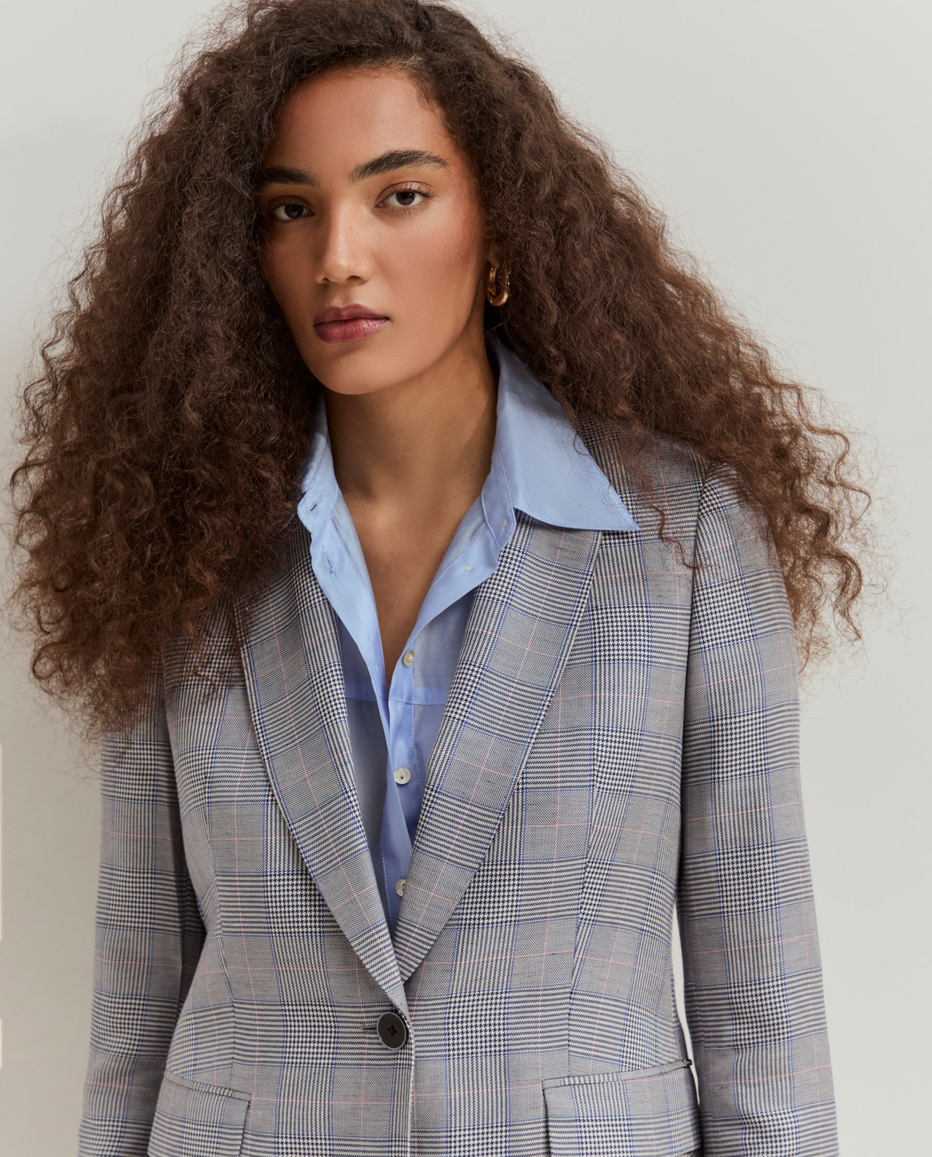Blazer com padrão xadrez Azul-marinho-4
