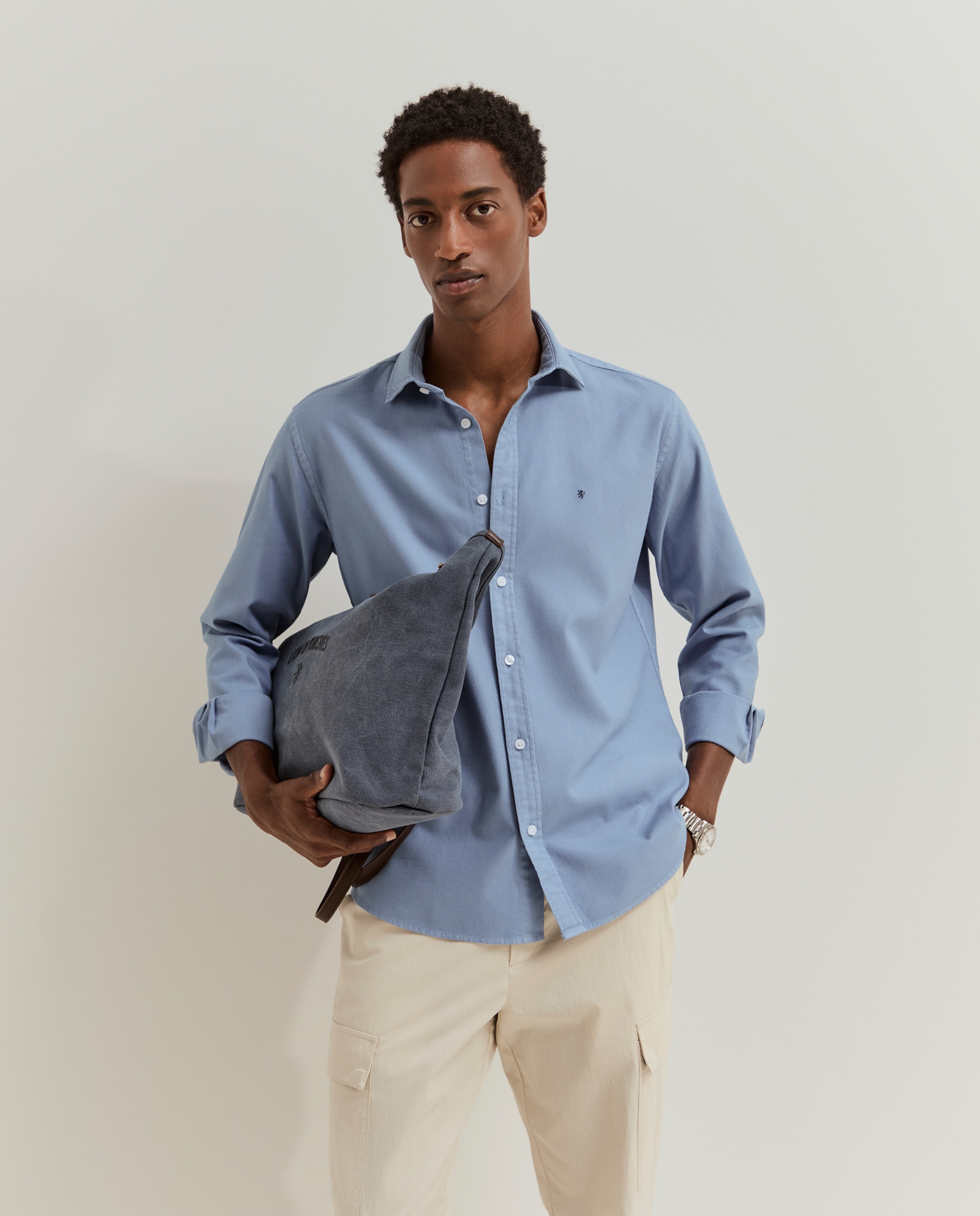 Imagem 0 de Camisa slim fit em piqué de algodão