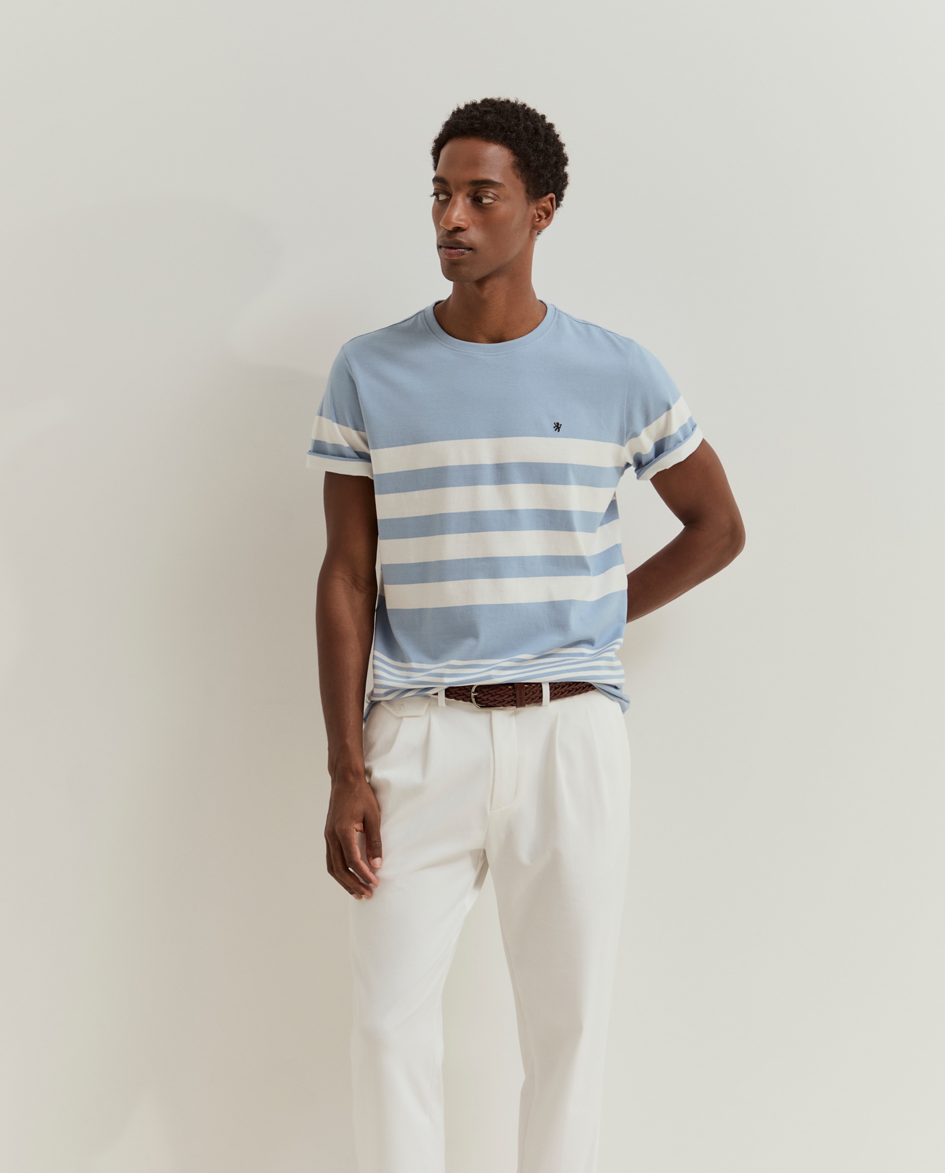 T-shirt em algodão Azul-2
