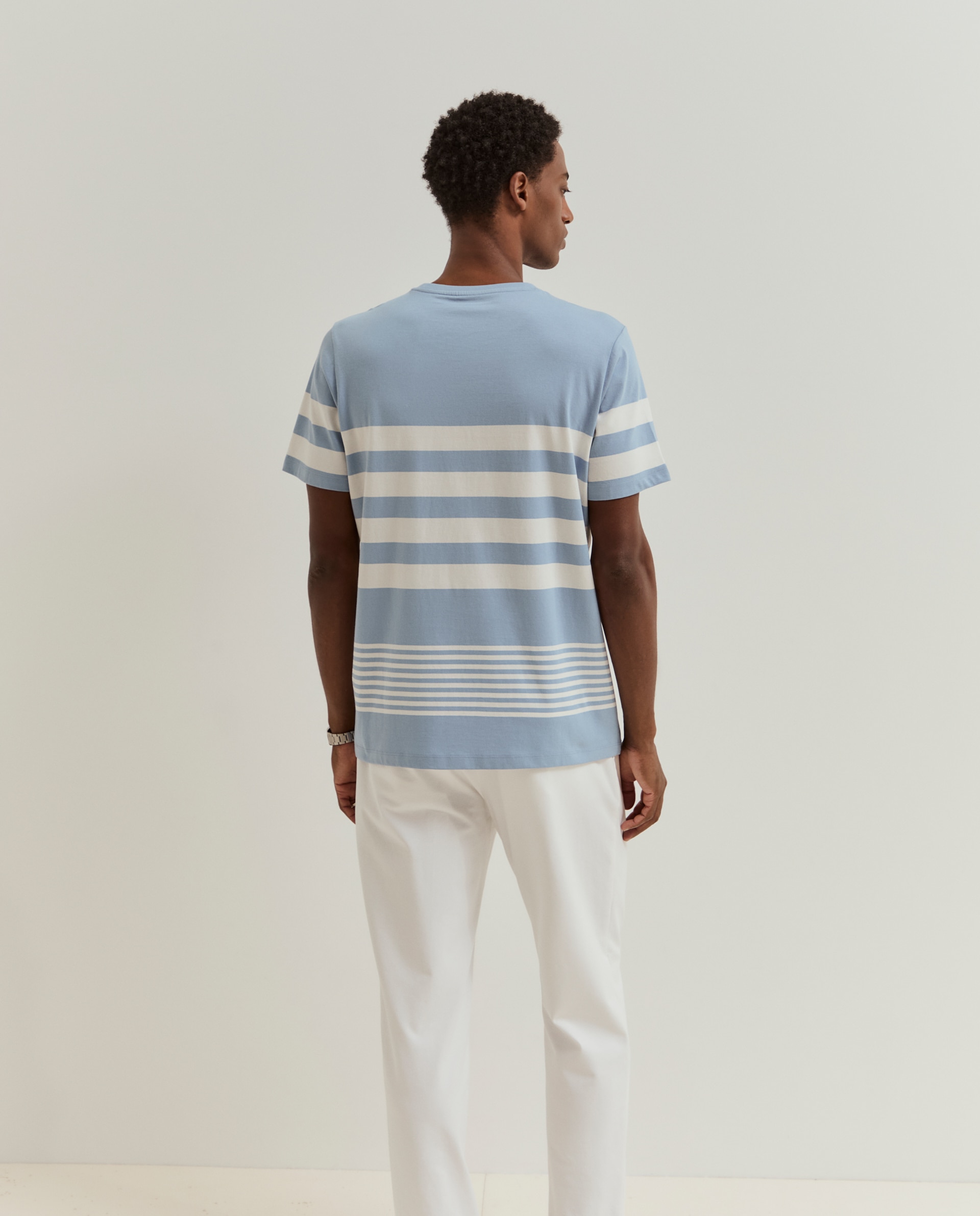 T-shirt em algodão Azul-3