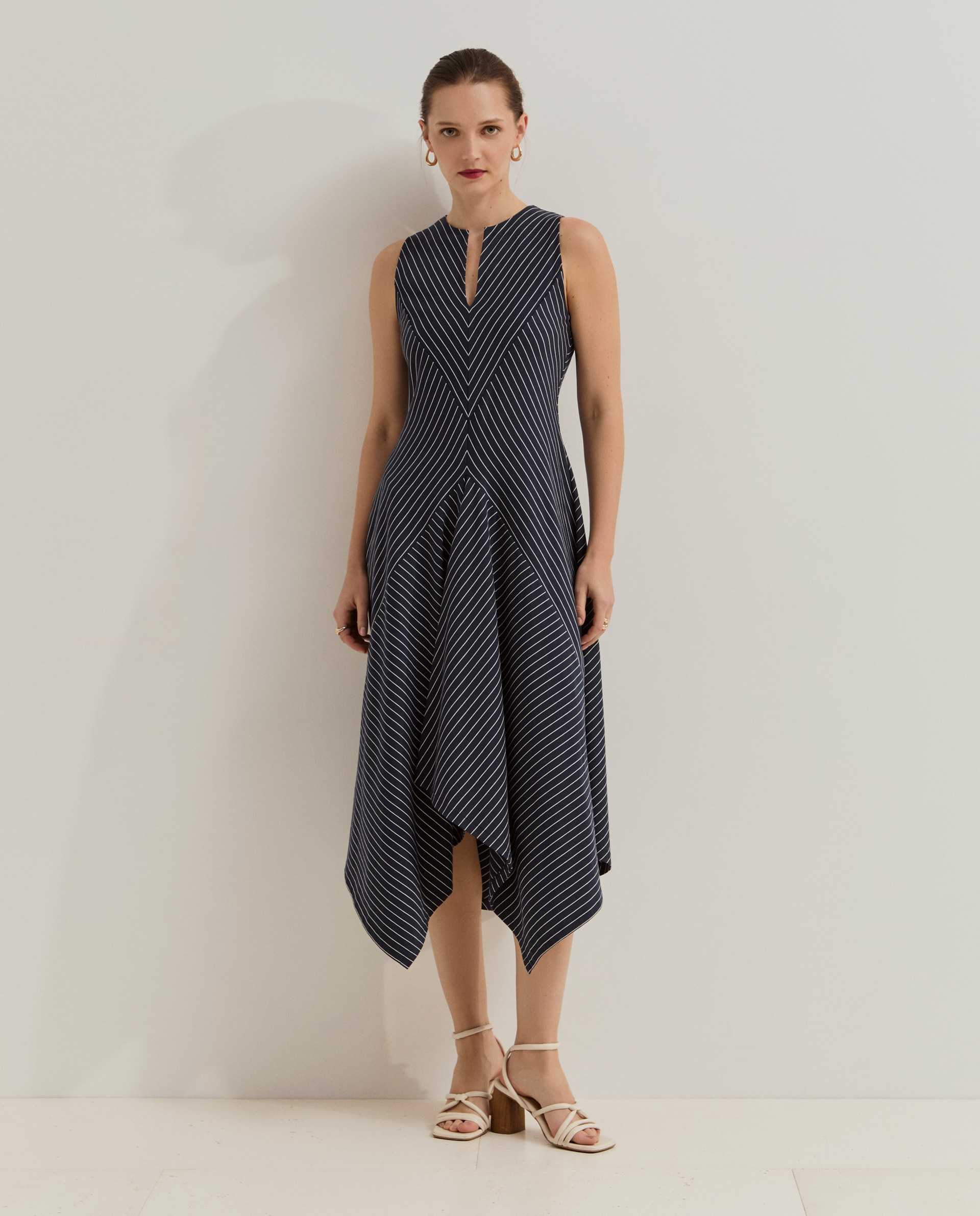 Vestido Midi de Algodão Azul-marinho-2