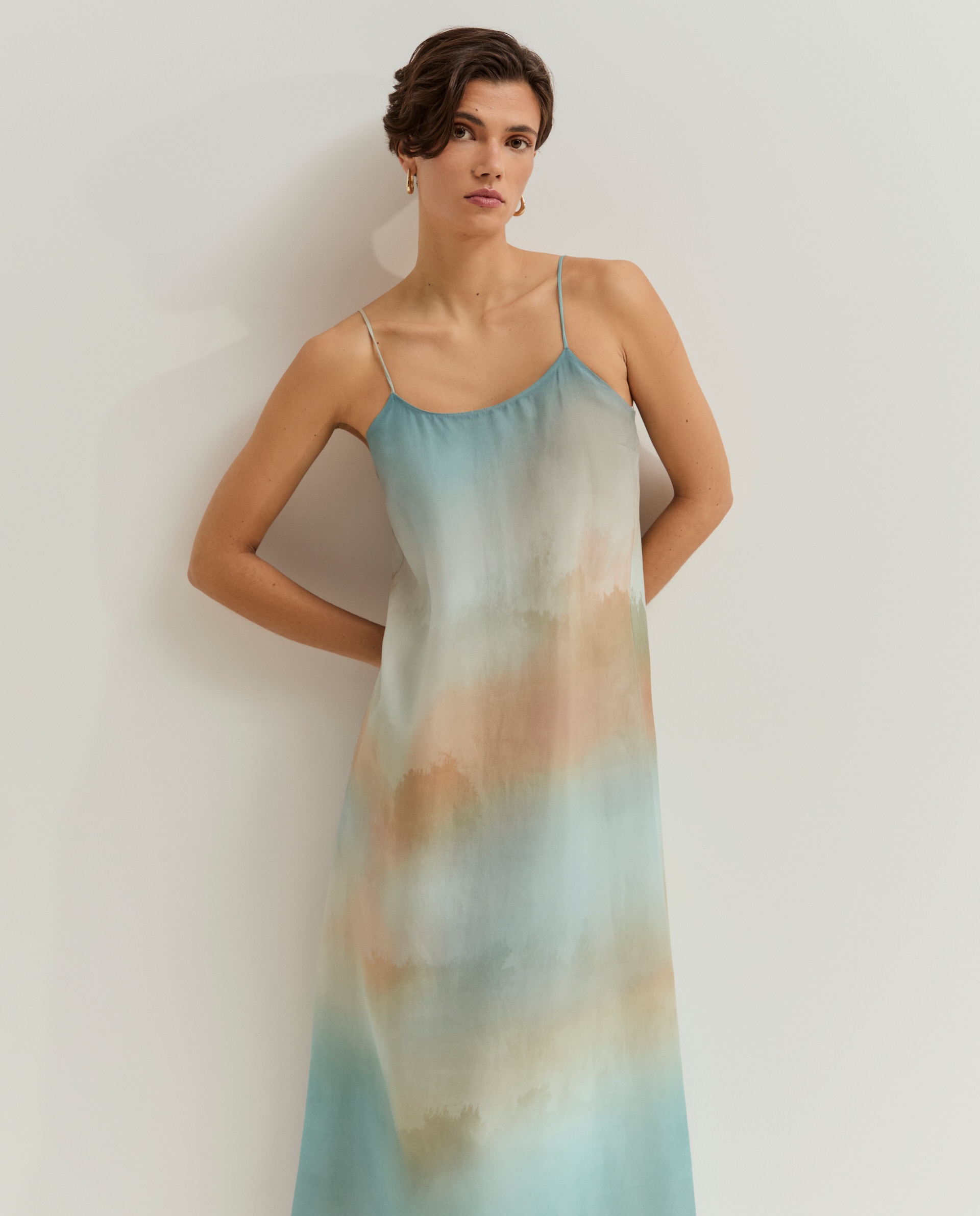 Vestido de Alças em Lyocell Verde-2