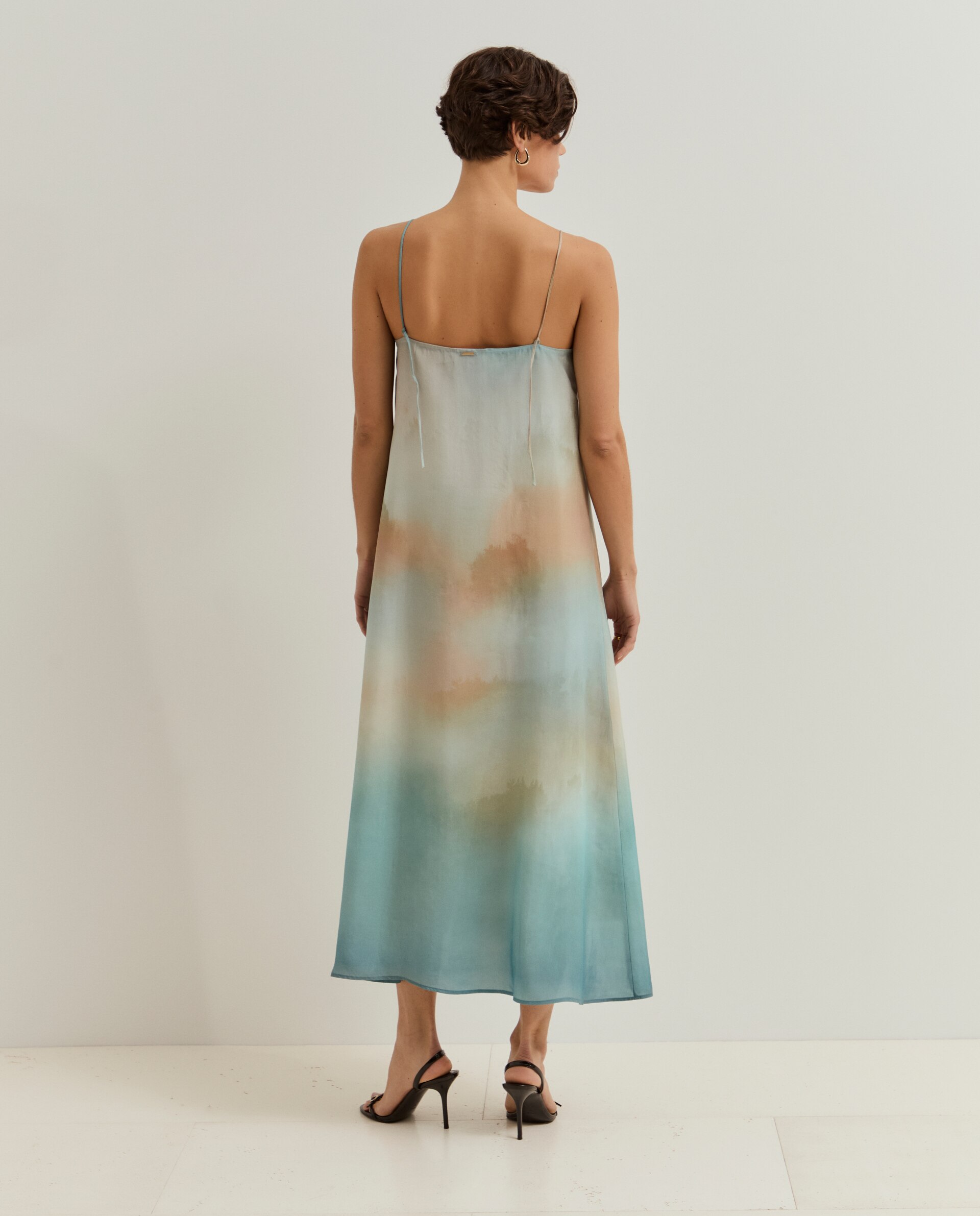 Vestido de Alças em Lyocell Verde-3