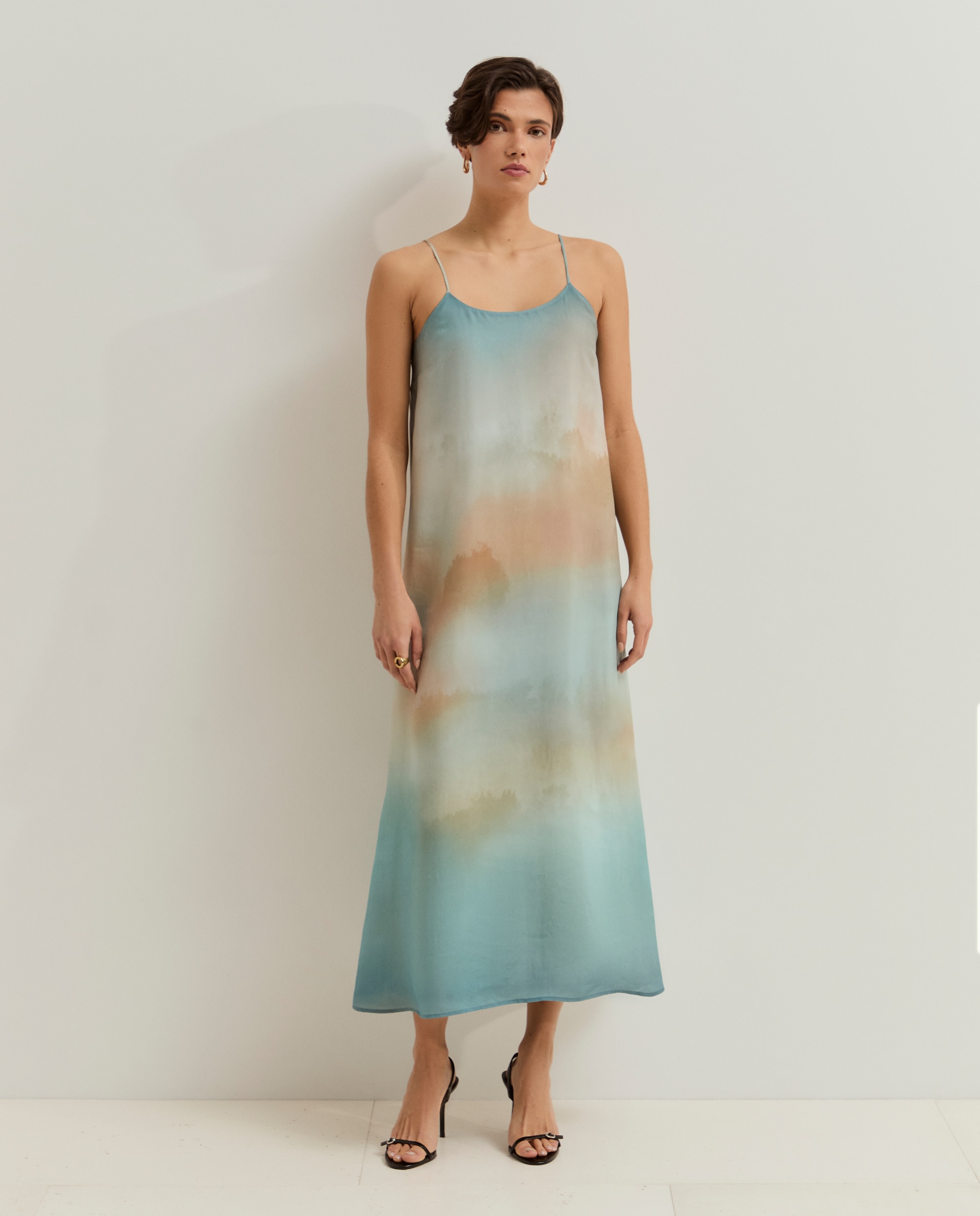 Vestido de Alças em Lyocell Verde-4