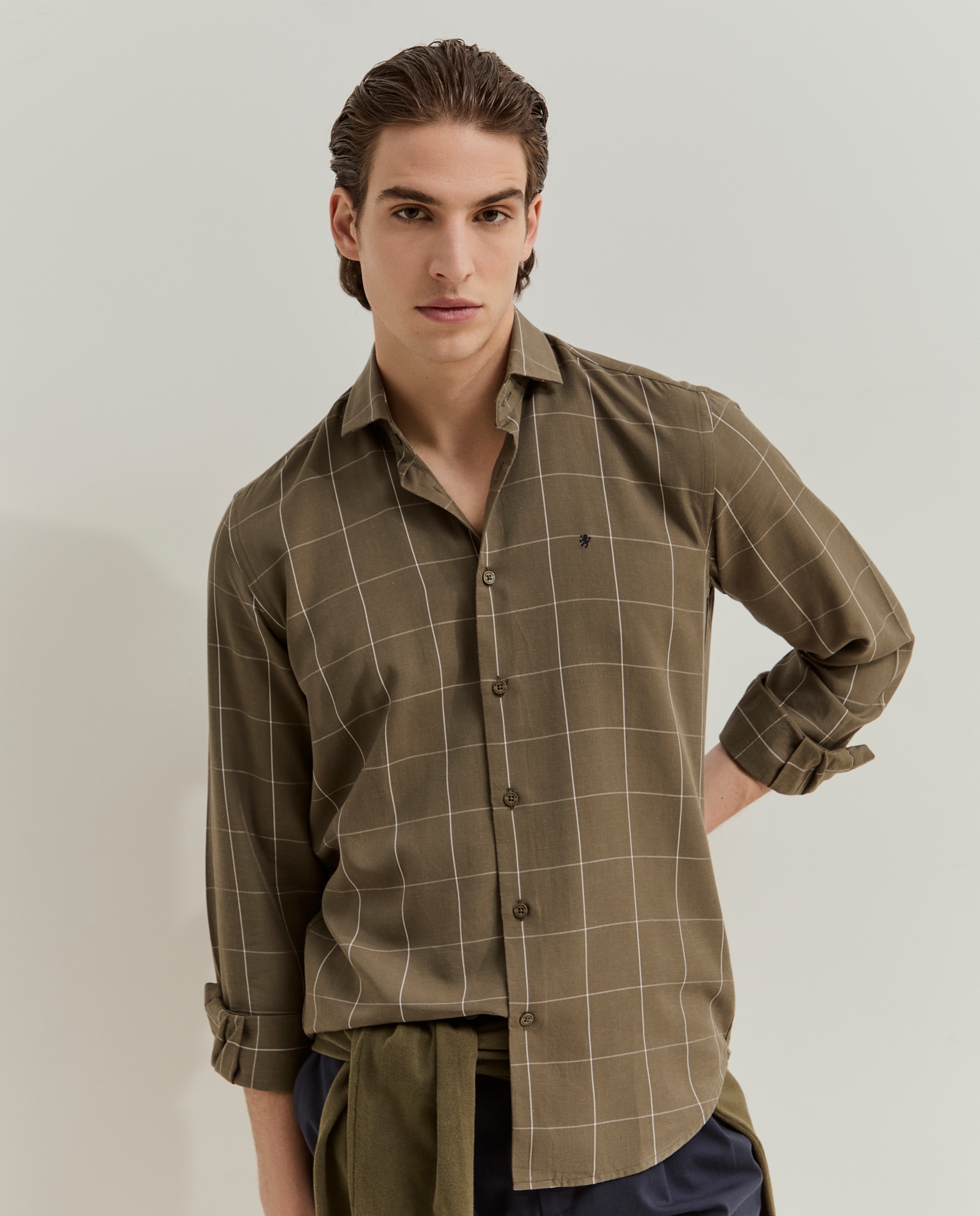 Camisa de Corte Ajustado Verde-2