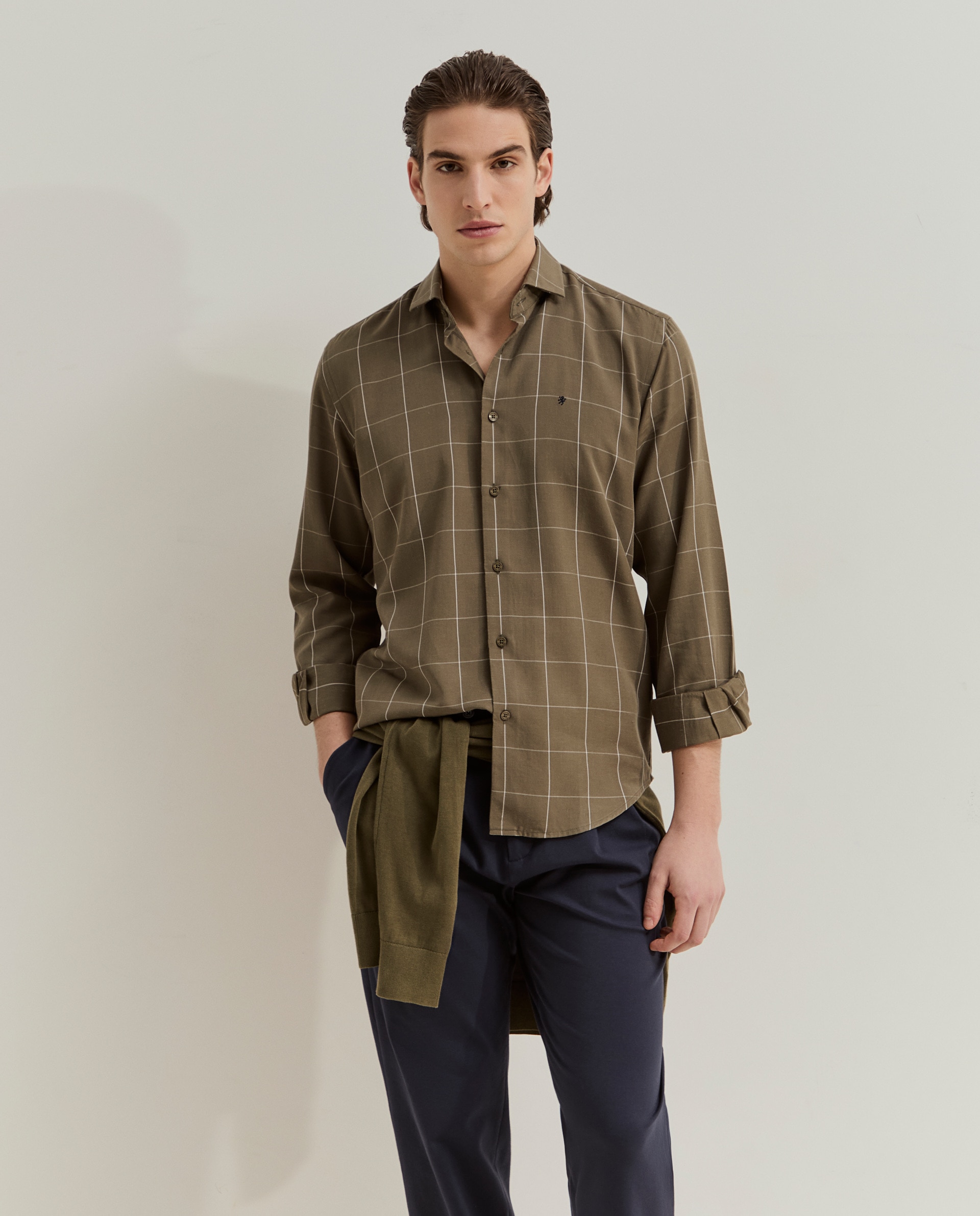 Camisa de Corte Ajustado Verde-4