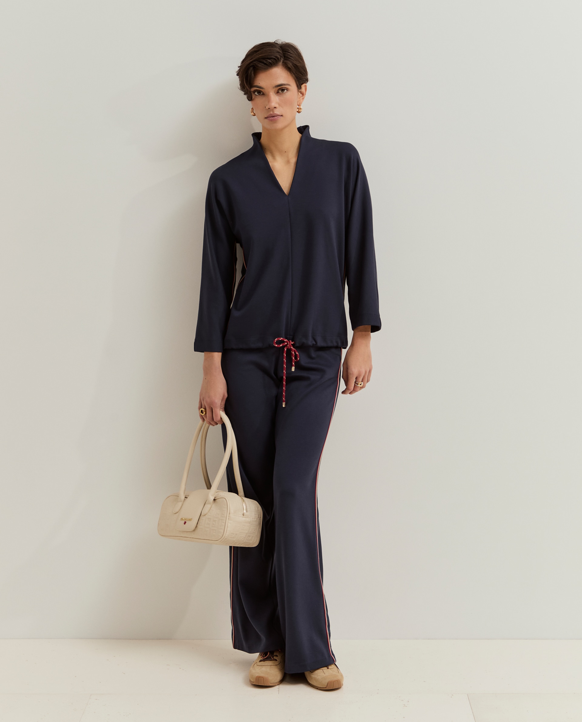 Camisola com Bainha Ajustável Azul-marinho-2