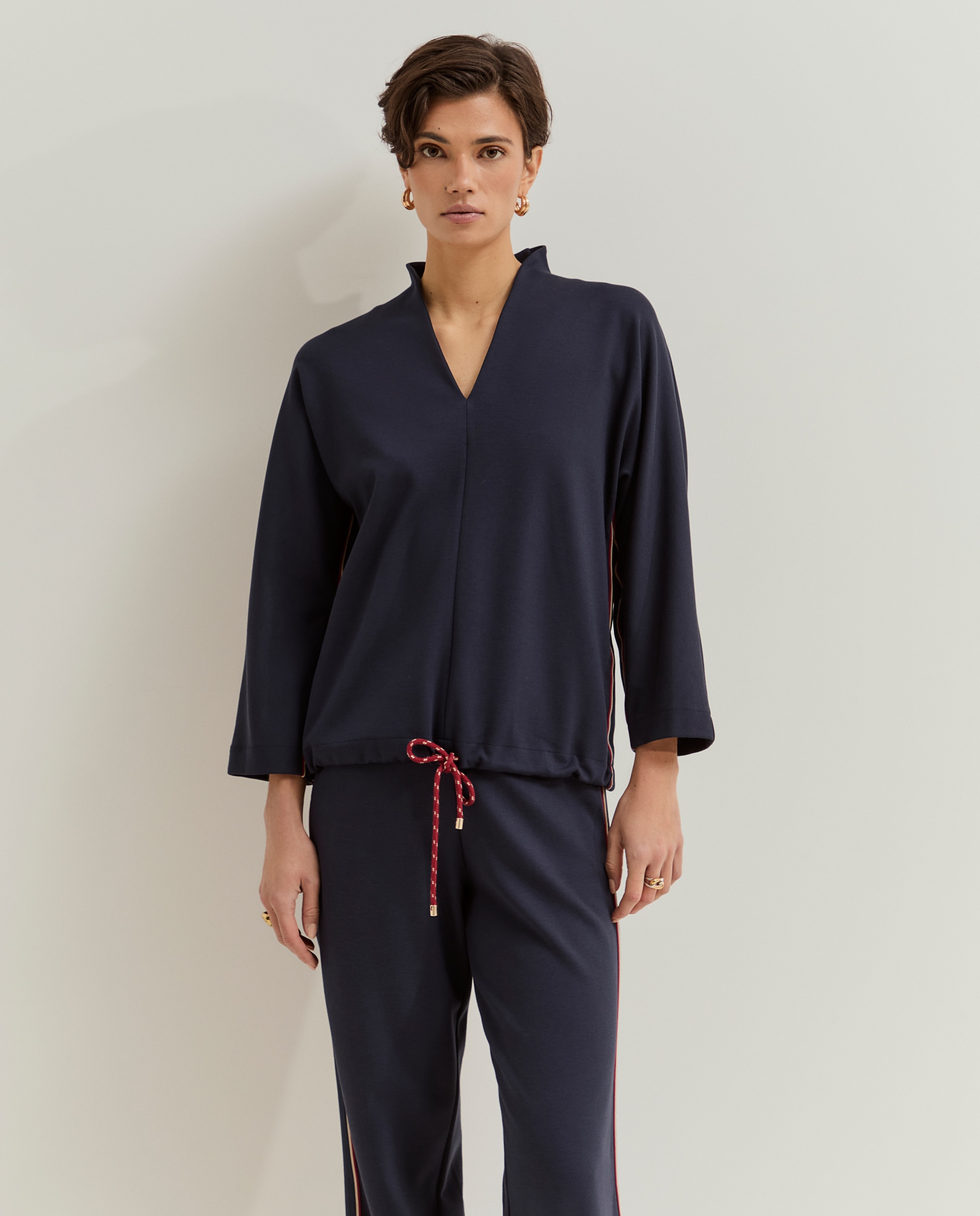 Camisola com Bainha Ajustável Azul-marinho-4