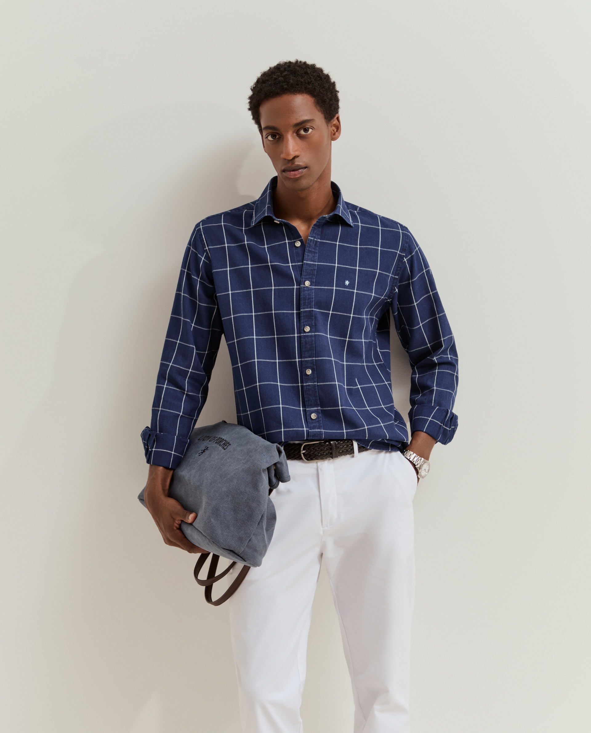 Imagem 0 de Camisa slim fit com padrão de quadrados