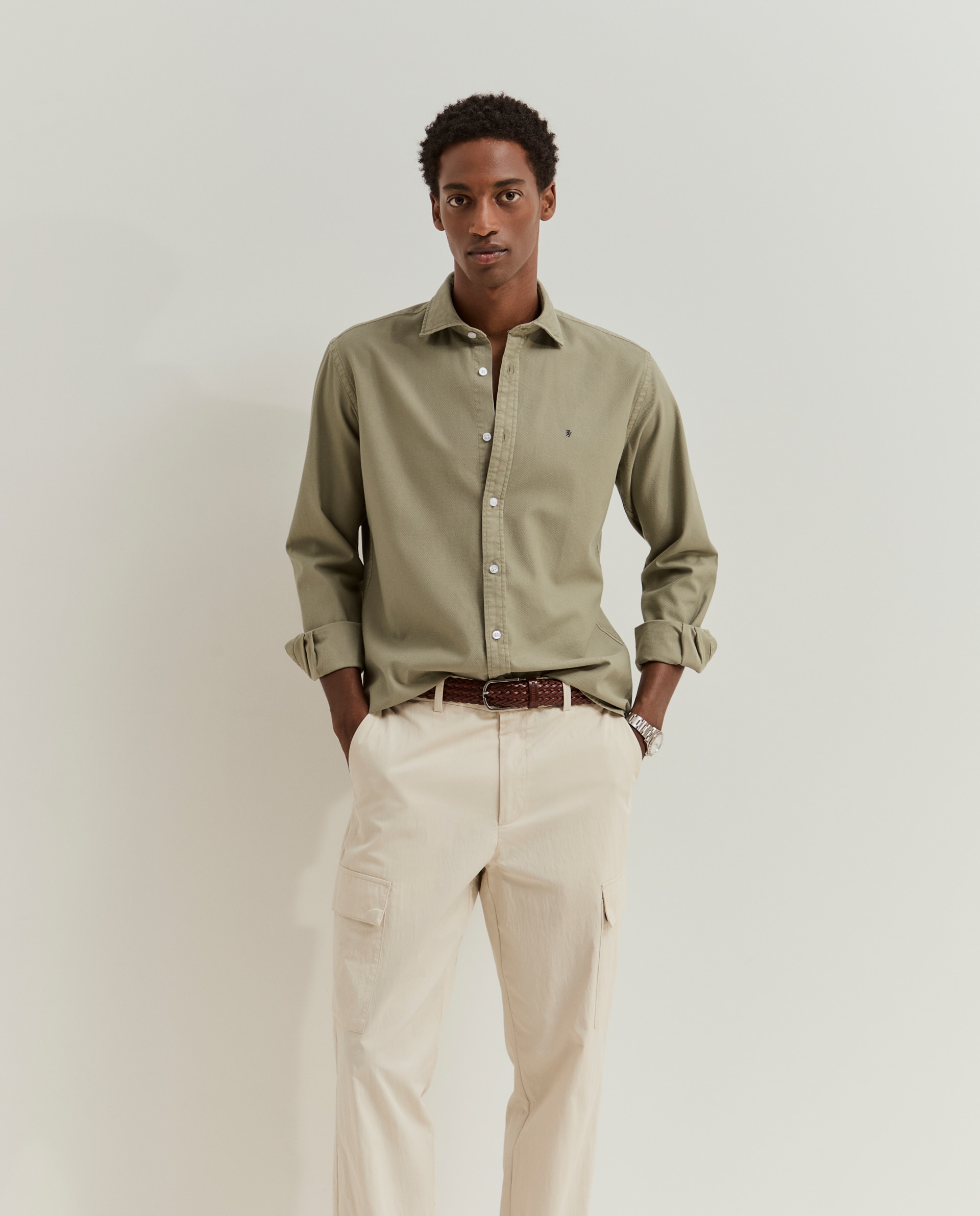Imagem 0 de Camisa slim fit em piqué de algodão