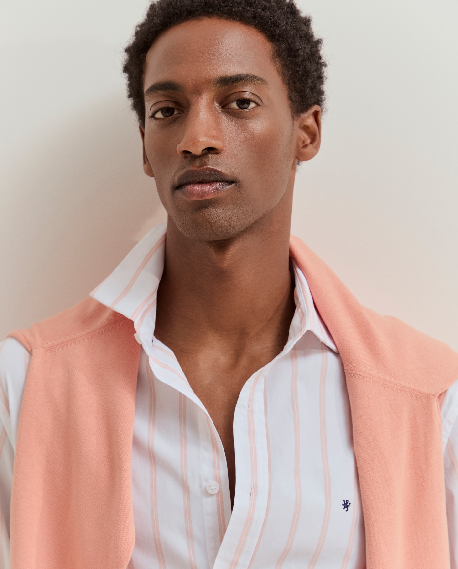 Camisa slim fit em algodão Laranja-2