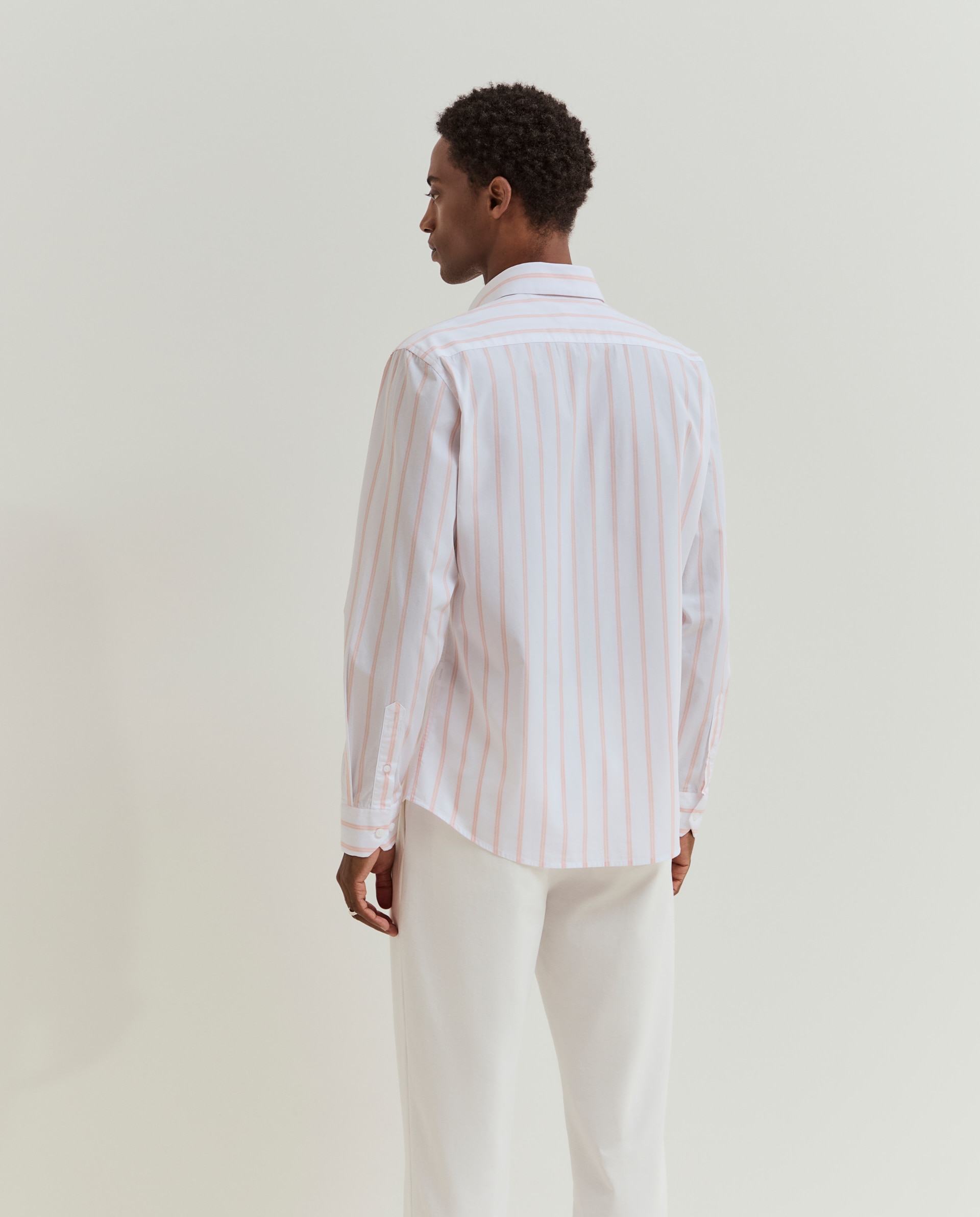 Camisa slim fit em algodão Laranja-3