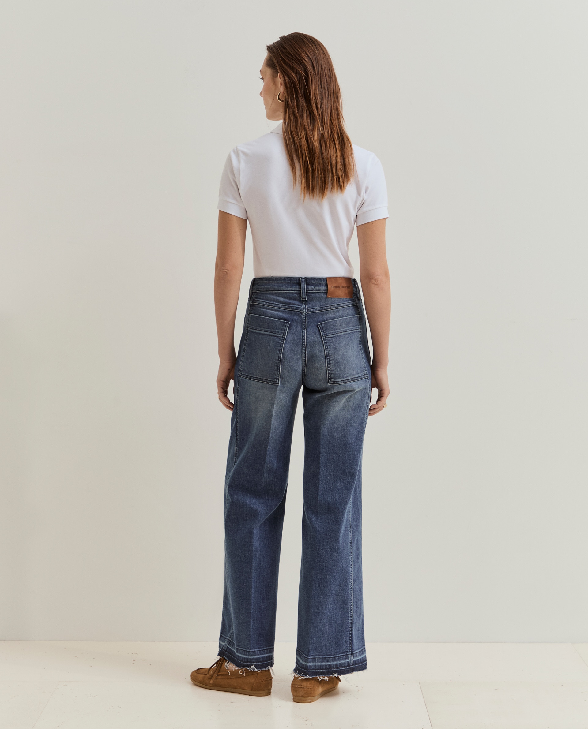 Calças Largas de Jeans em Algodão Azul-3