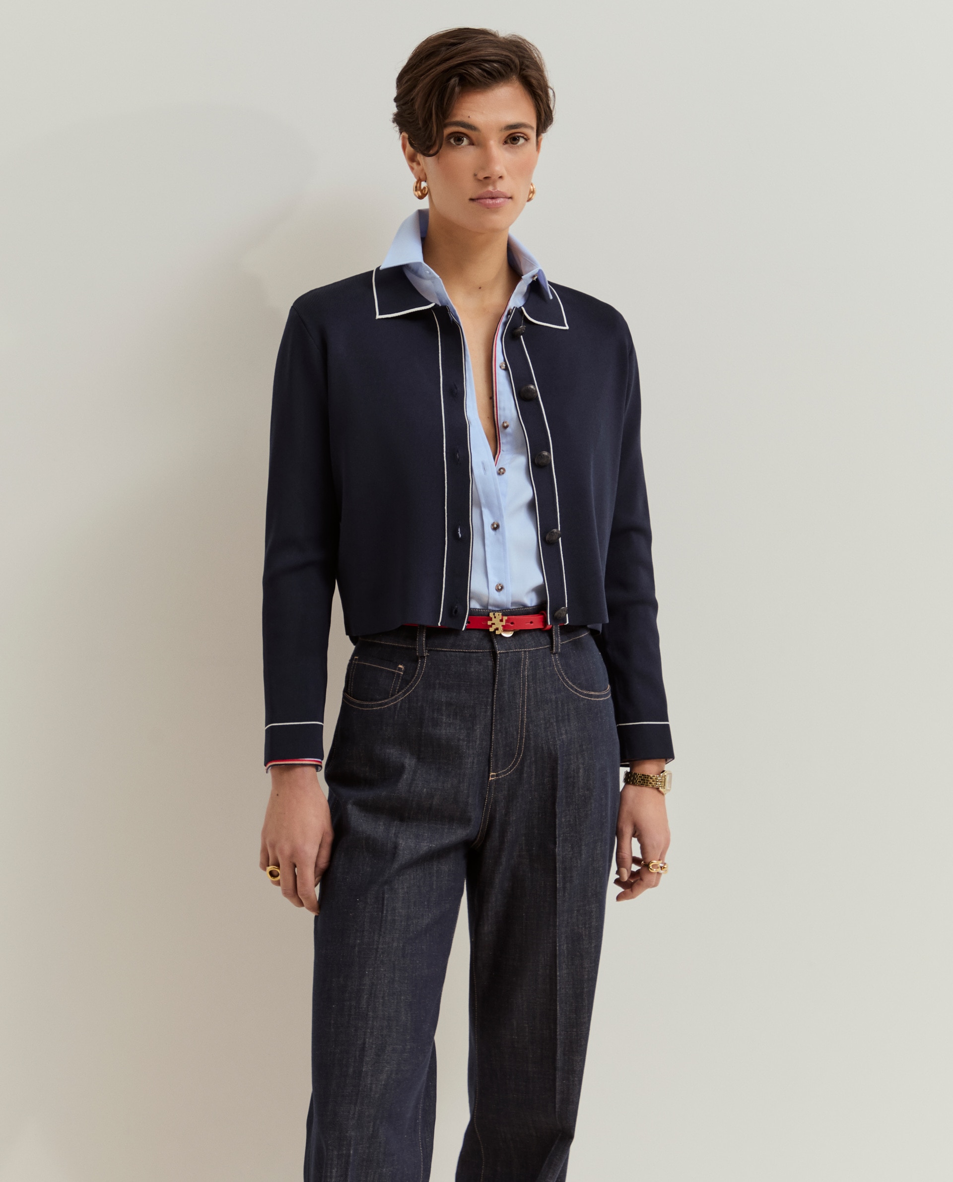Cardigan em Contraste Azul-marinho-2