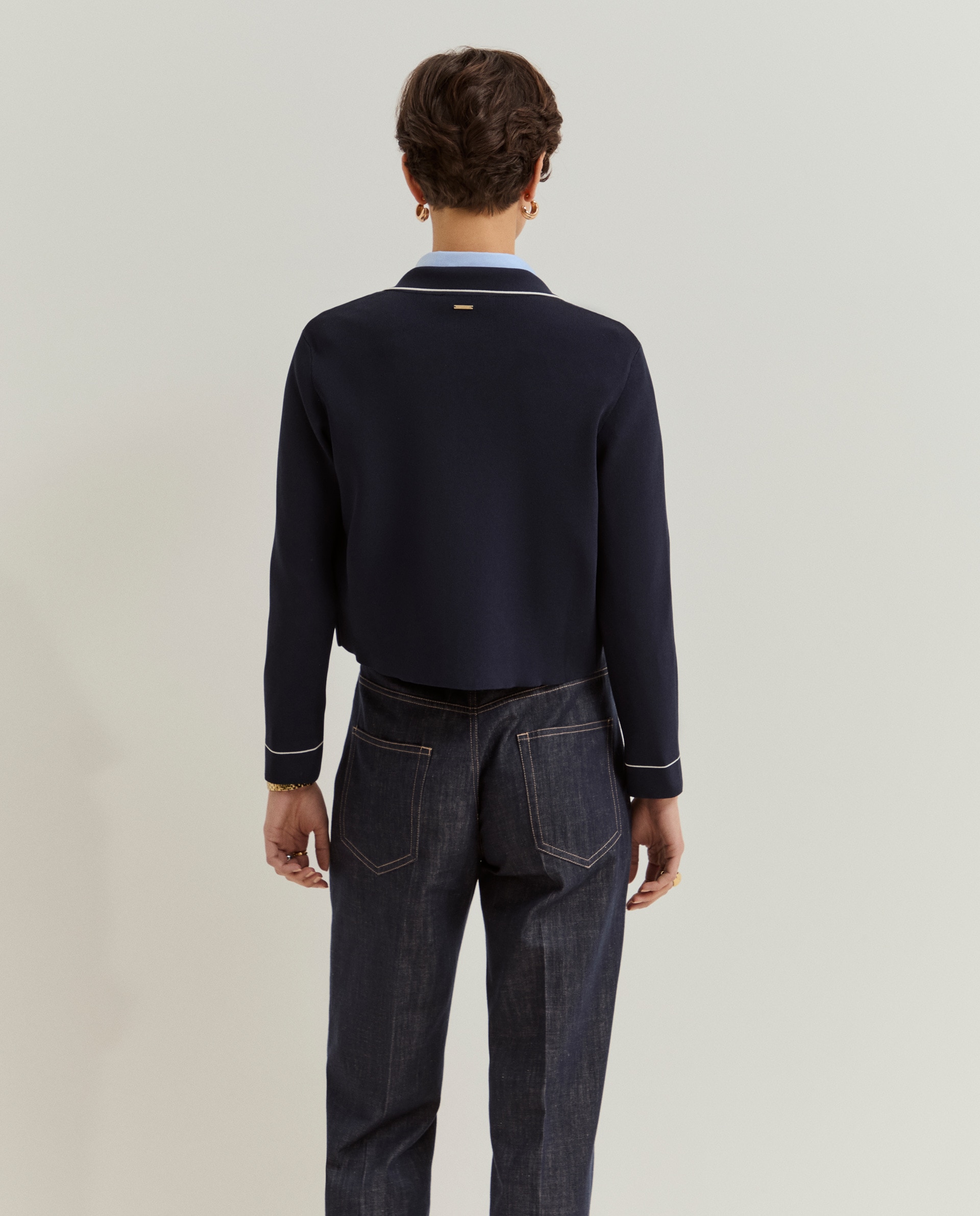 Cardigan em Contraste Azul-marinho-3