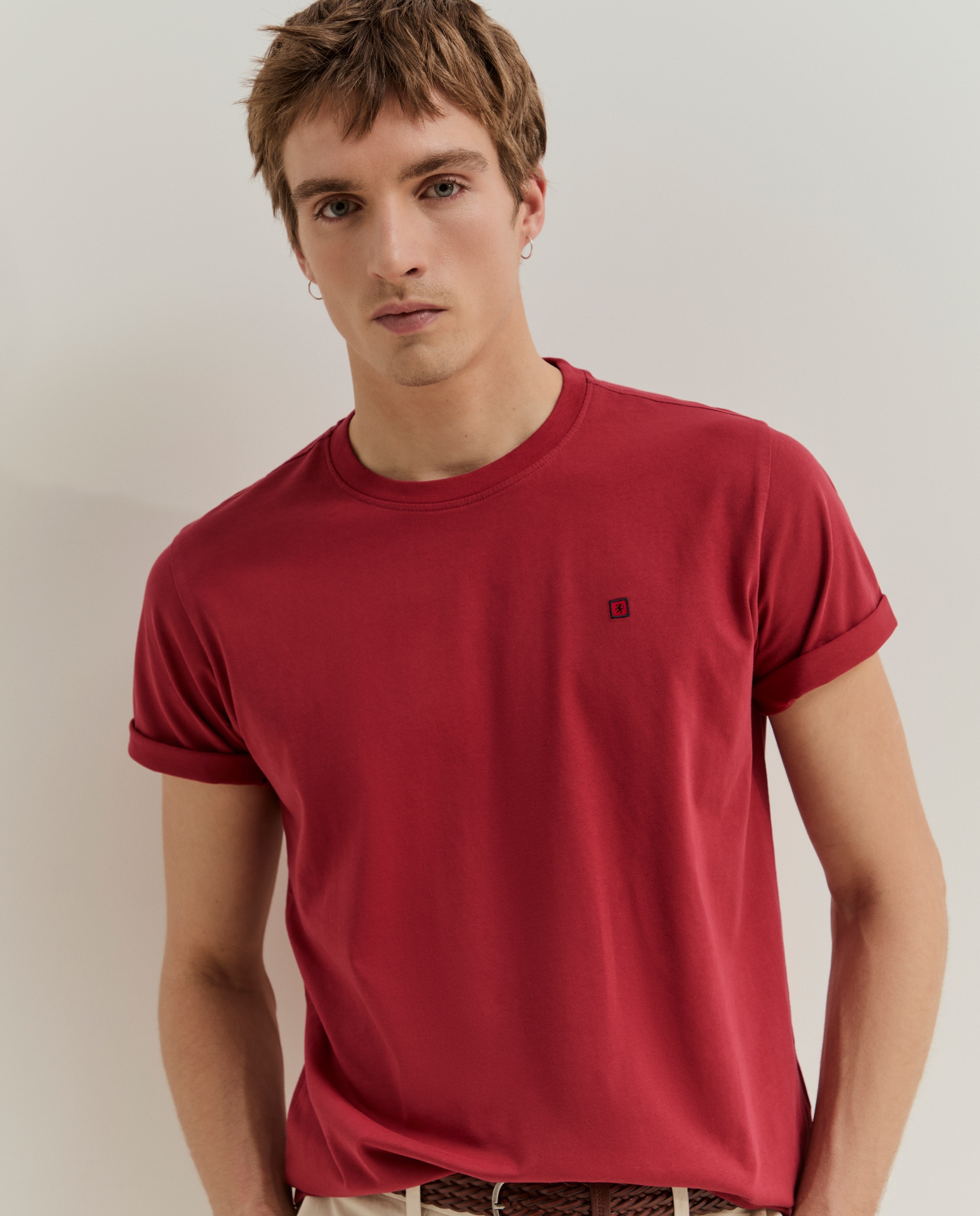 T-shirt Básica em Algodão em Vermelho Vermelho-2