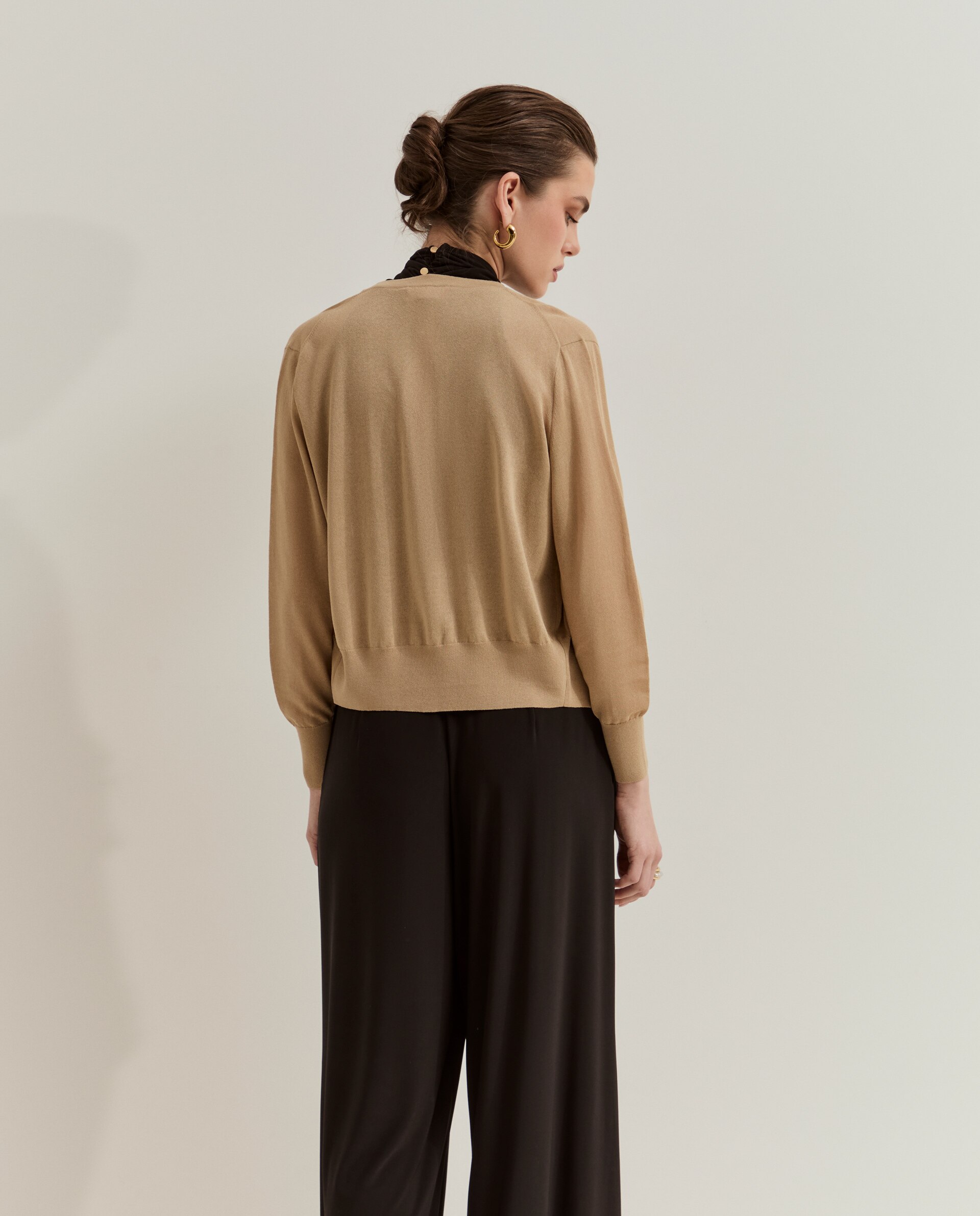 Cardigan de Malha Bege-3