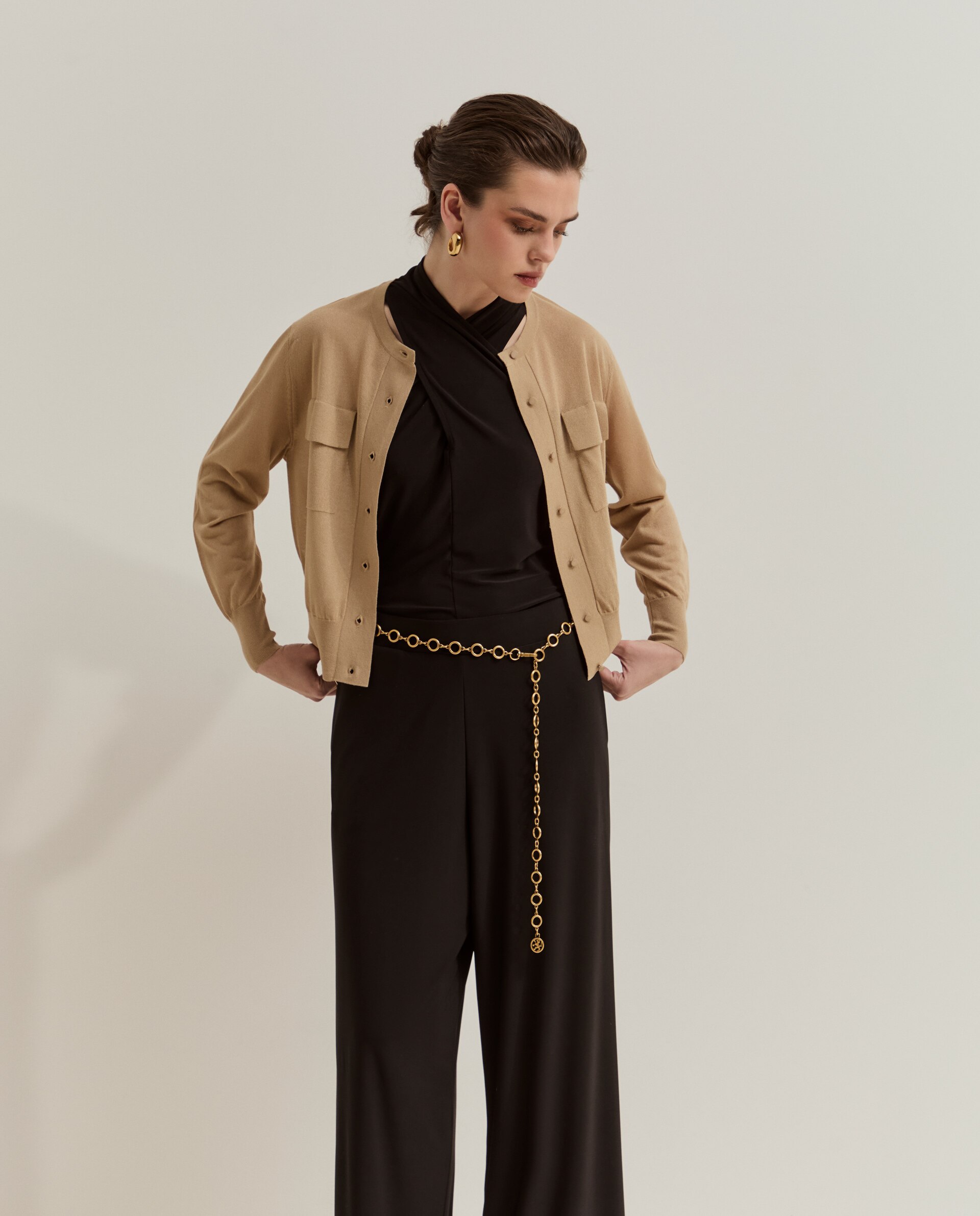 Cardigan de Malha Bege-4