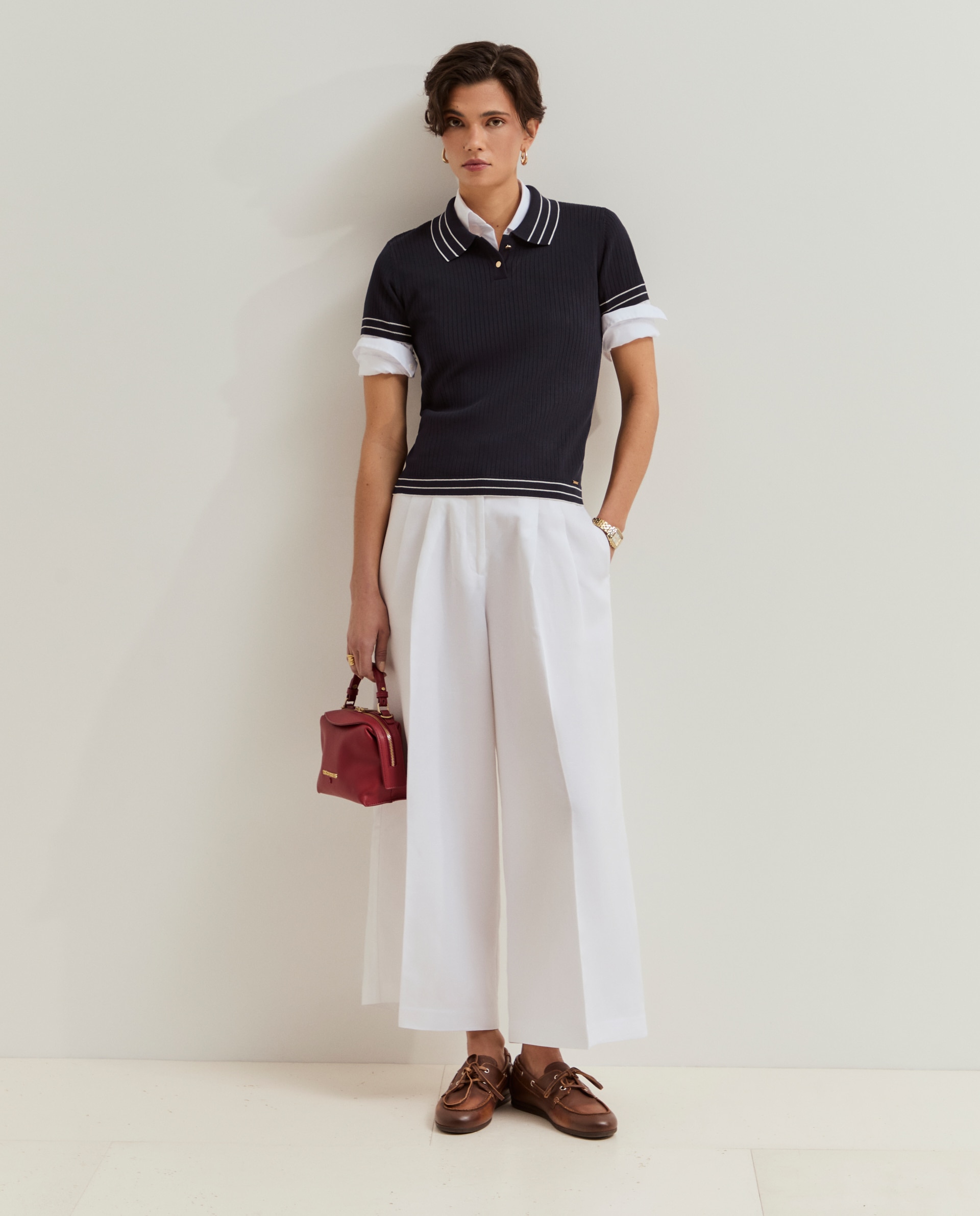 Imagem 0 de Polo de Manga Curta em Malha Canelada