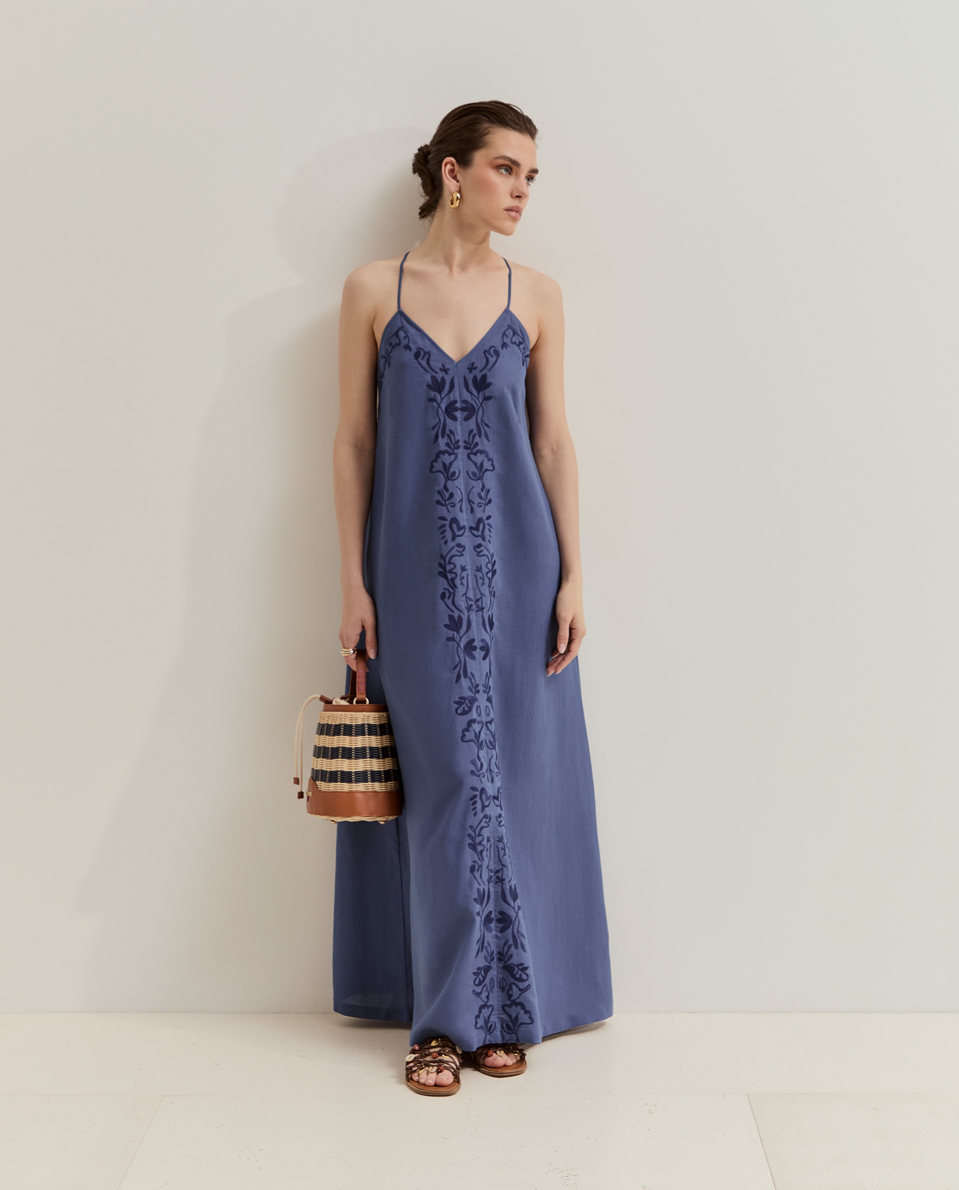 Imagem 0 de Vestido de Alças em Lyocell e Linho