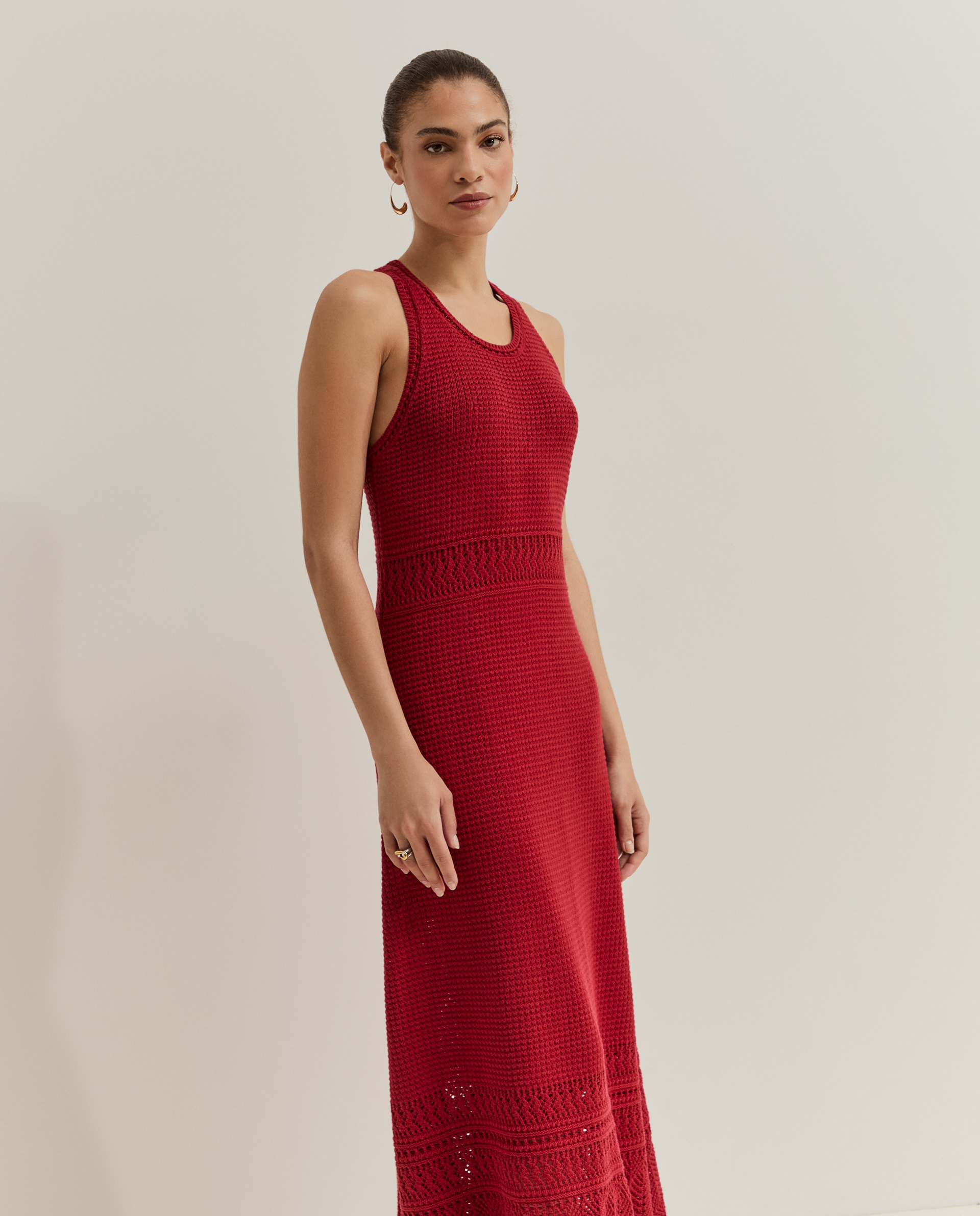 Vestido Comprido de Malha Cereja-2
