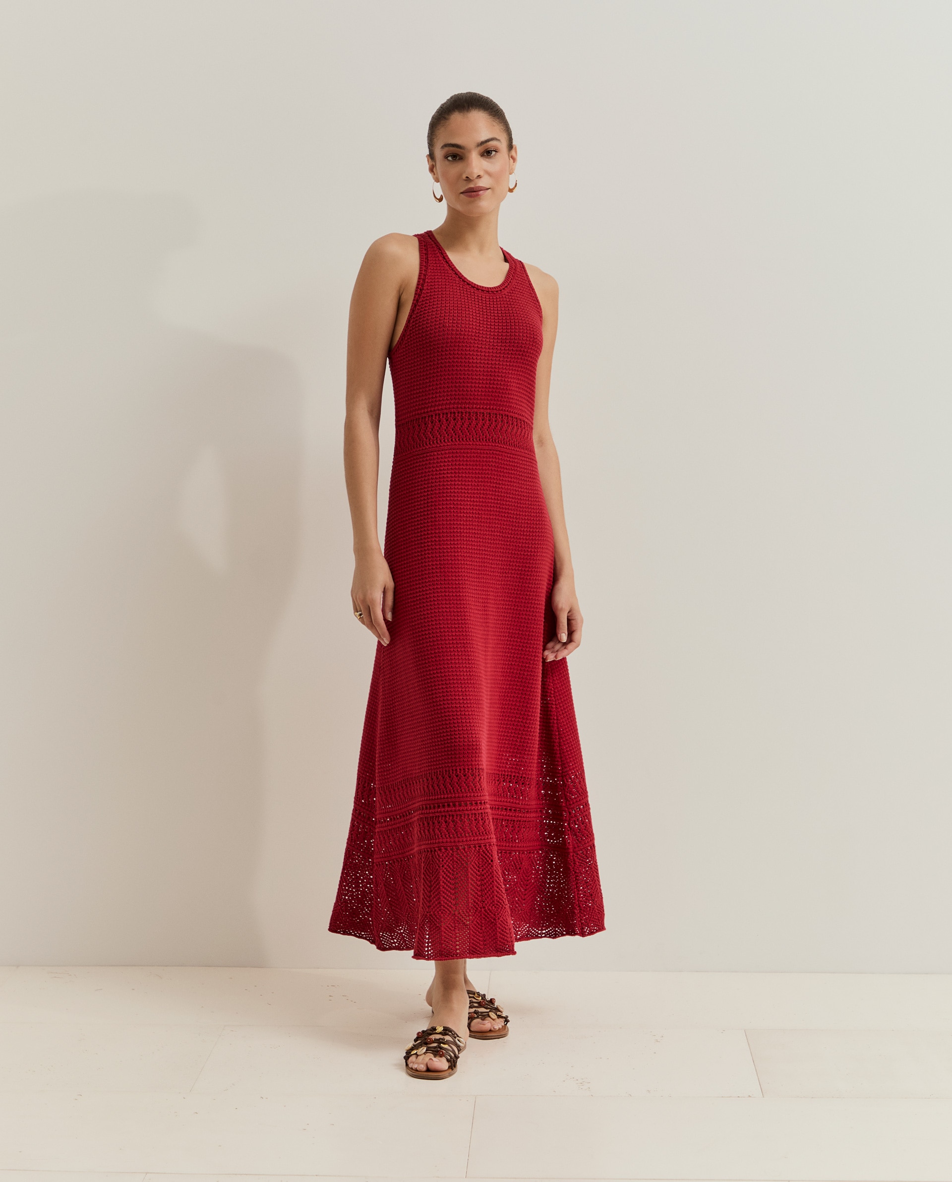 Vestido Comprido de Malha Cereja-4