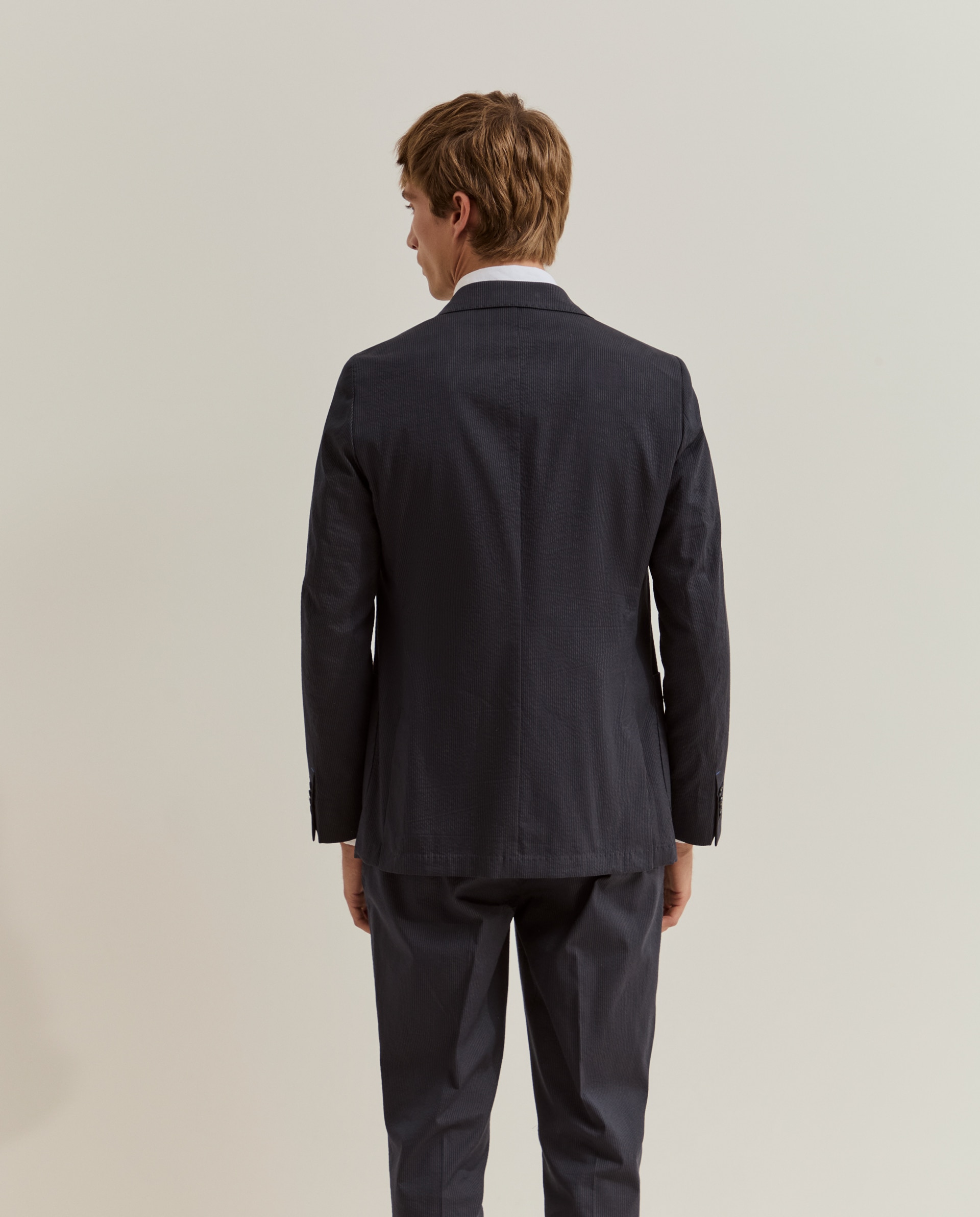 Blazer com Corte Slim Fit em Algodão Azul-marinho-3