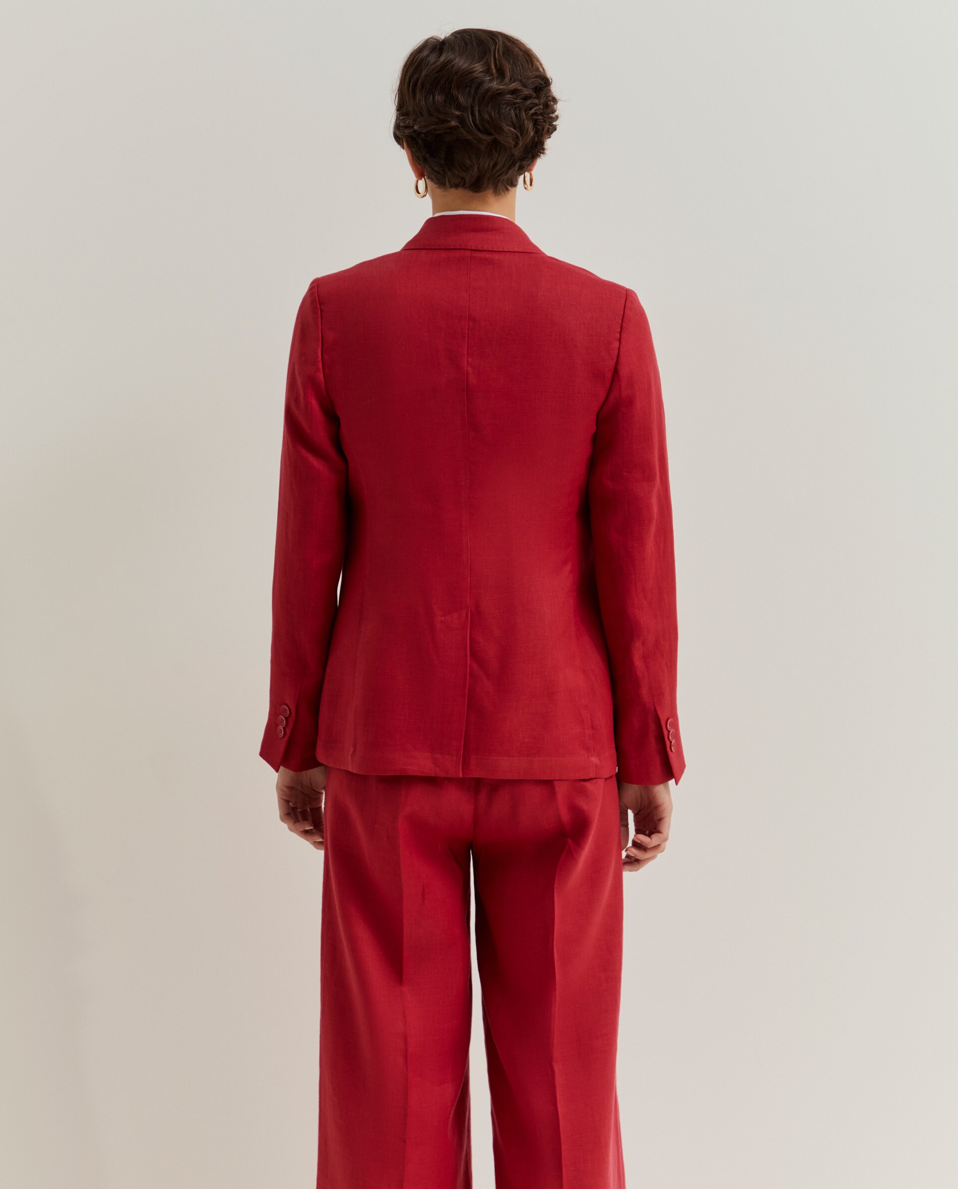 Blazer Regular Fit de Linho Vermelho-3