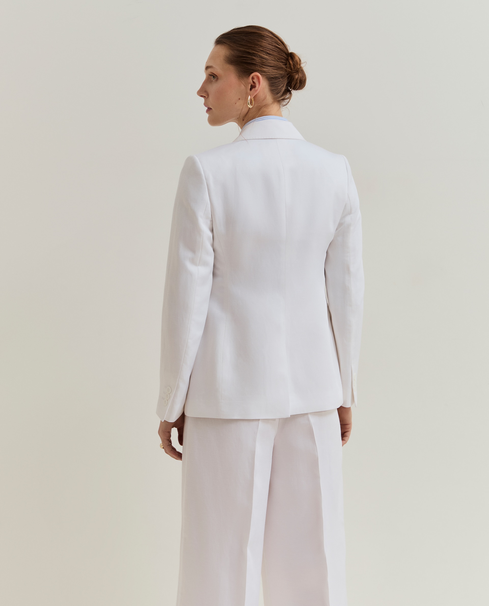 Blazer de Corte a Direito com Linho Creme-3