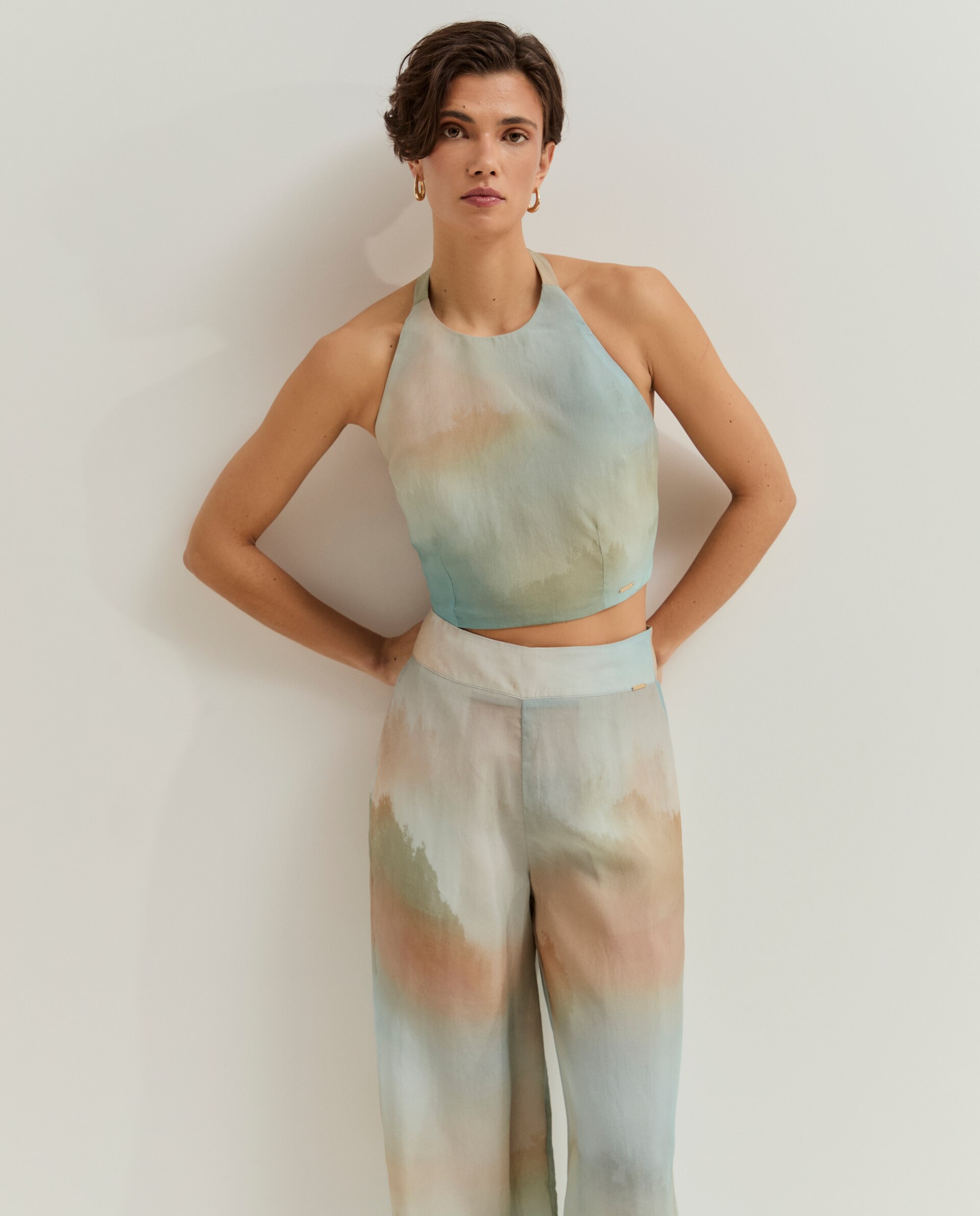 Top Halter em Lyocell com Laçada Verde-3