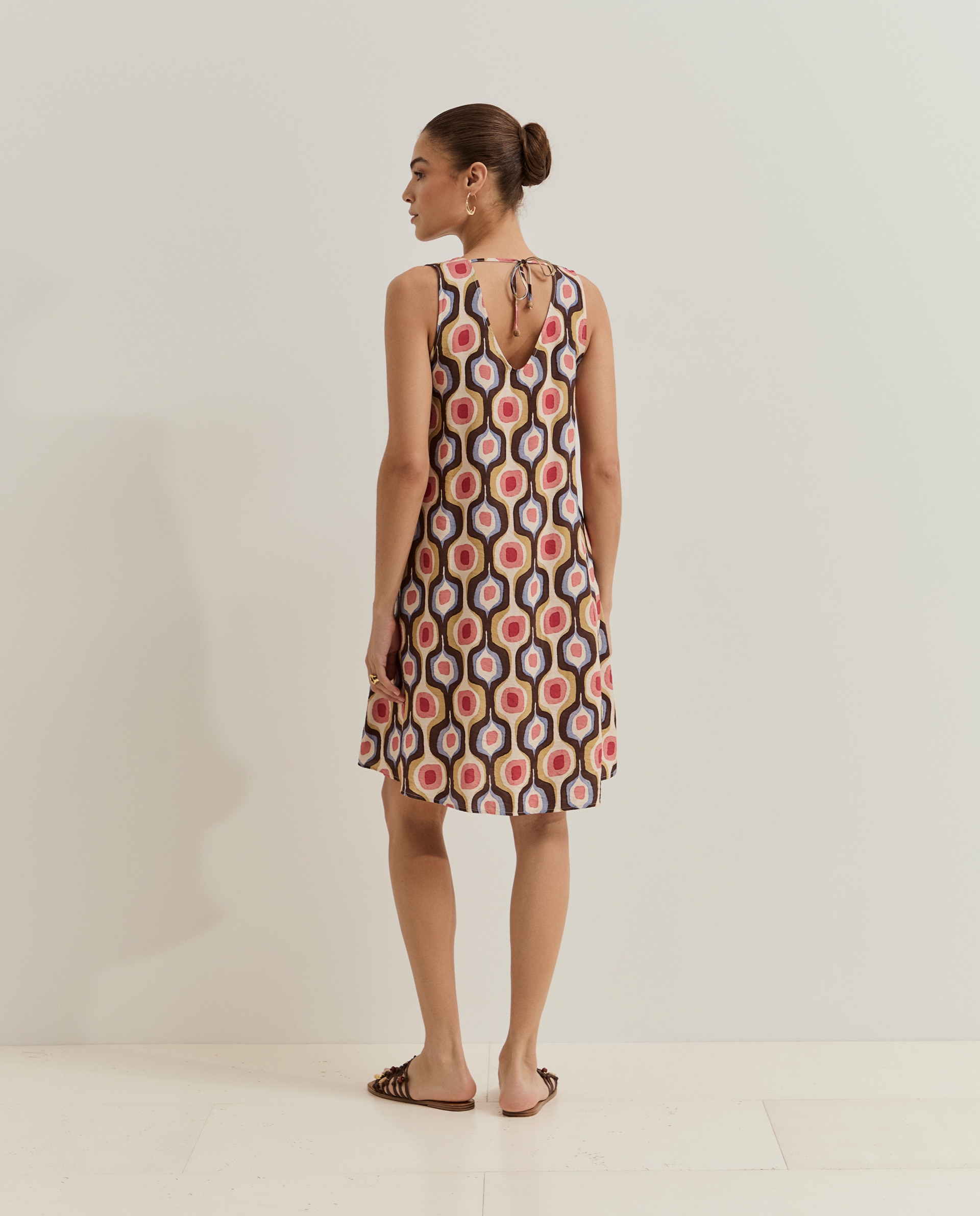Vestido sem Mangas com Estampado Castanho-3
