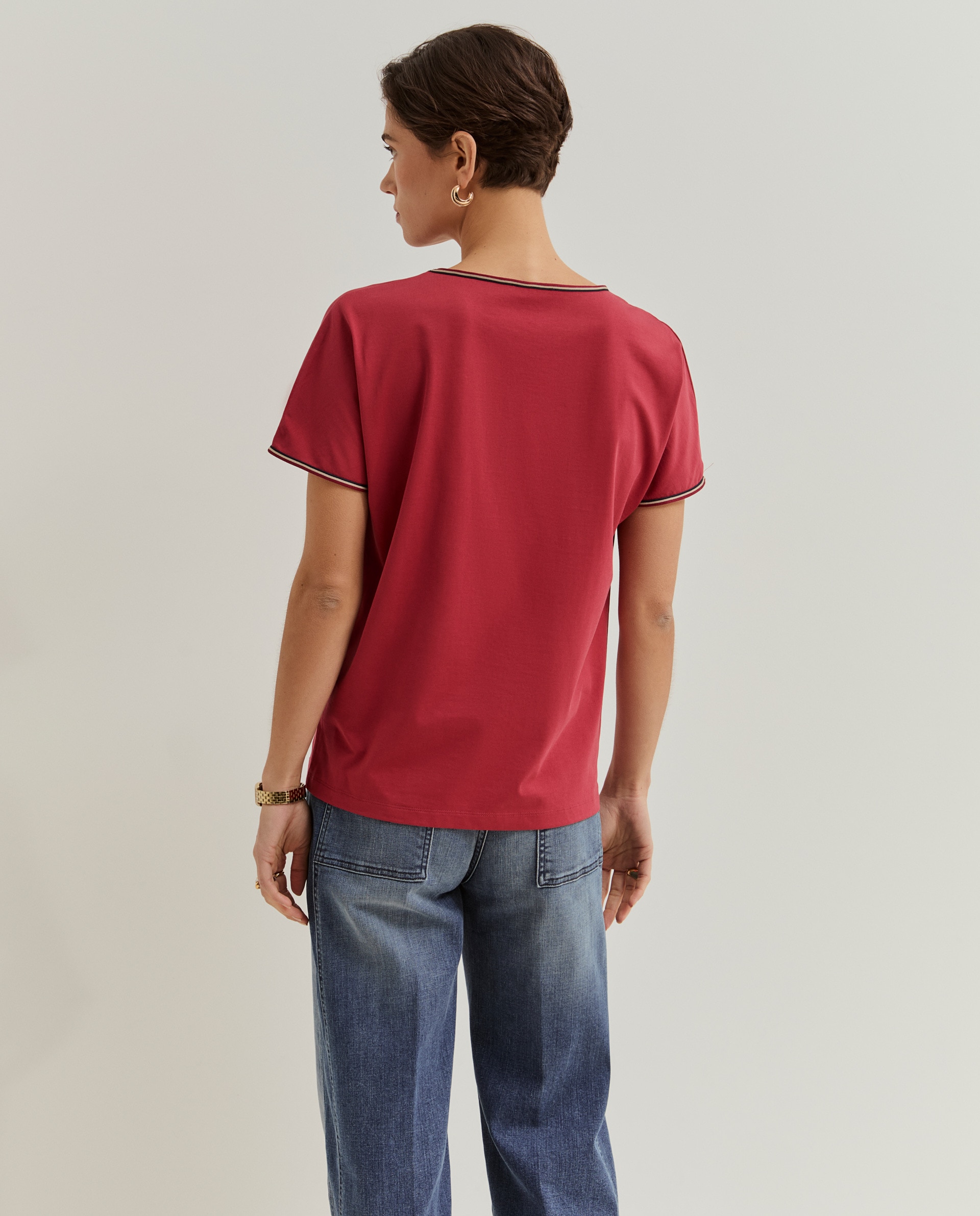T-shirt em Algodão Vermelho-3