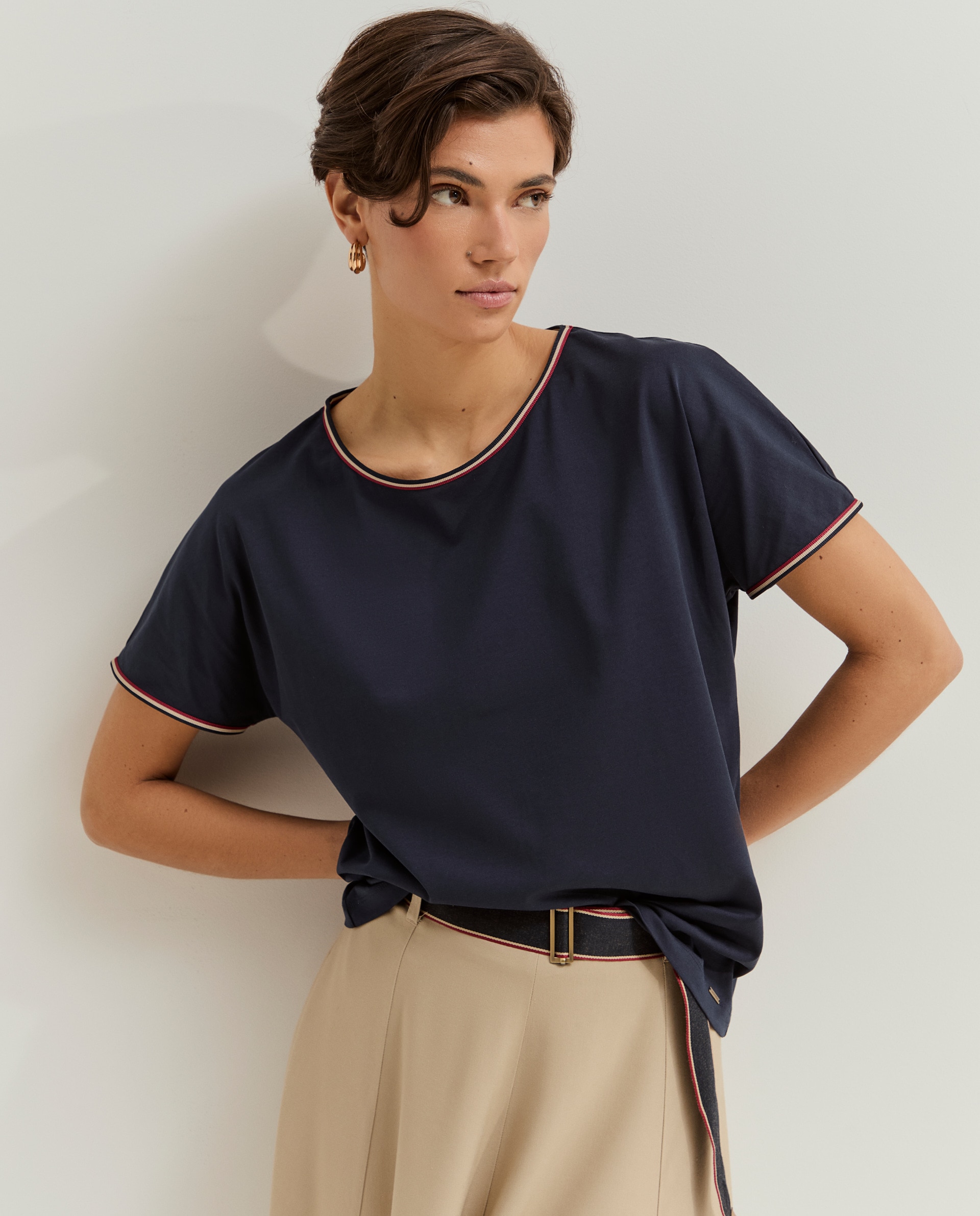 T-shirt em Algodão Azul-marinho-3