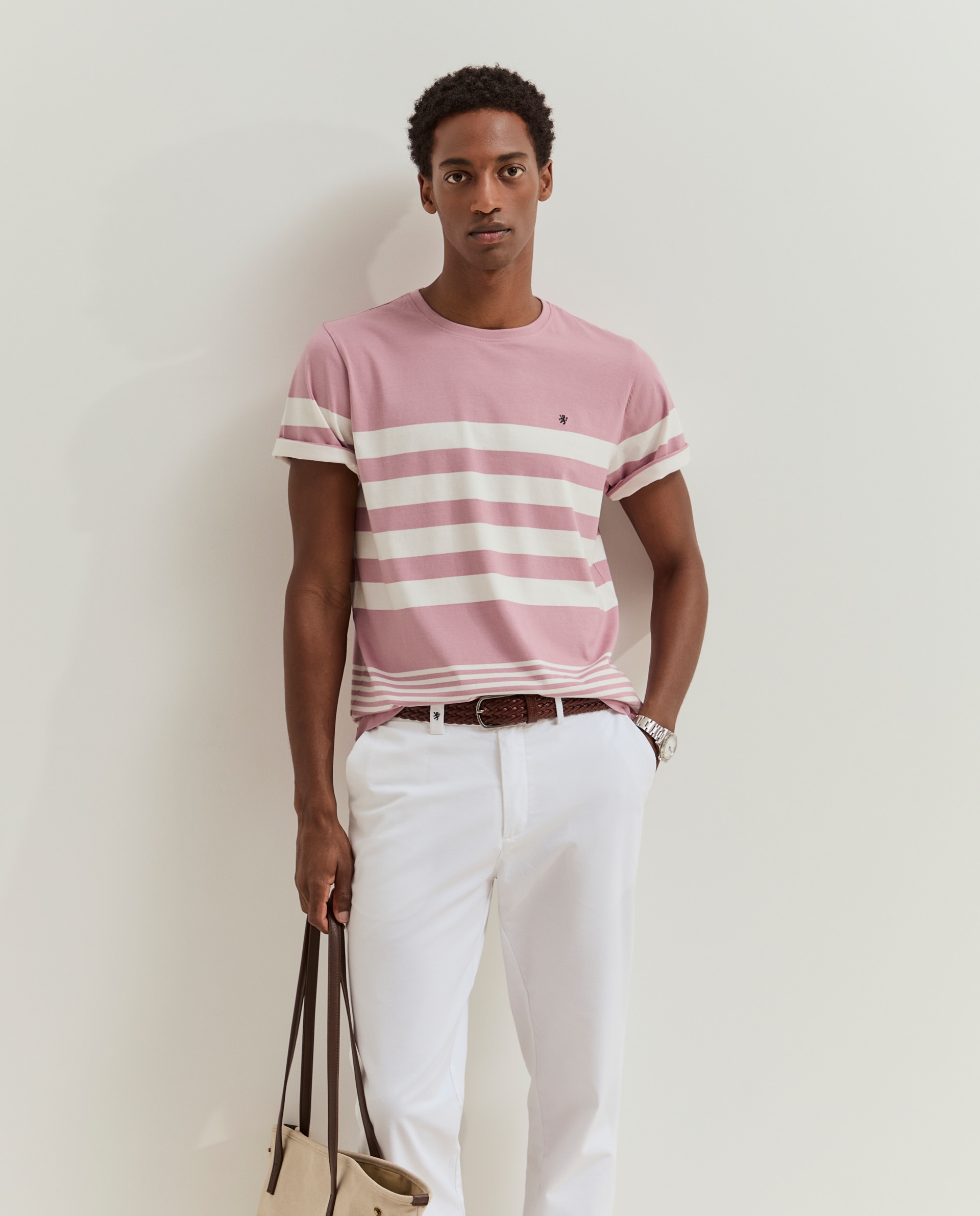 T-shirt em algodão Rosa-1