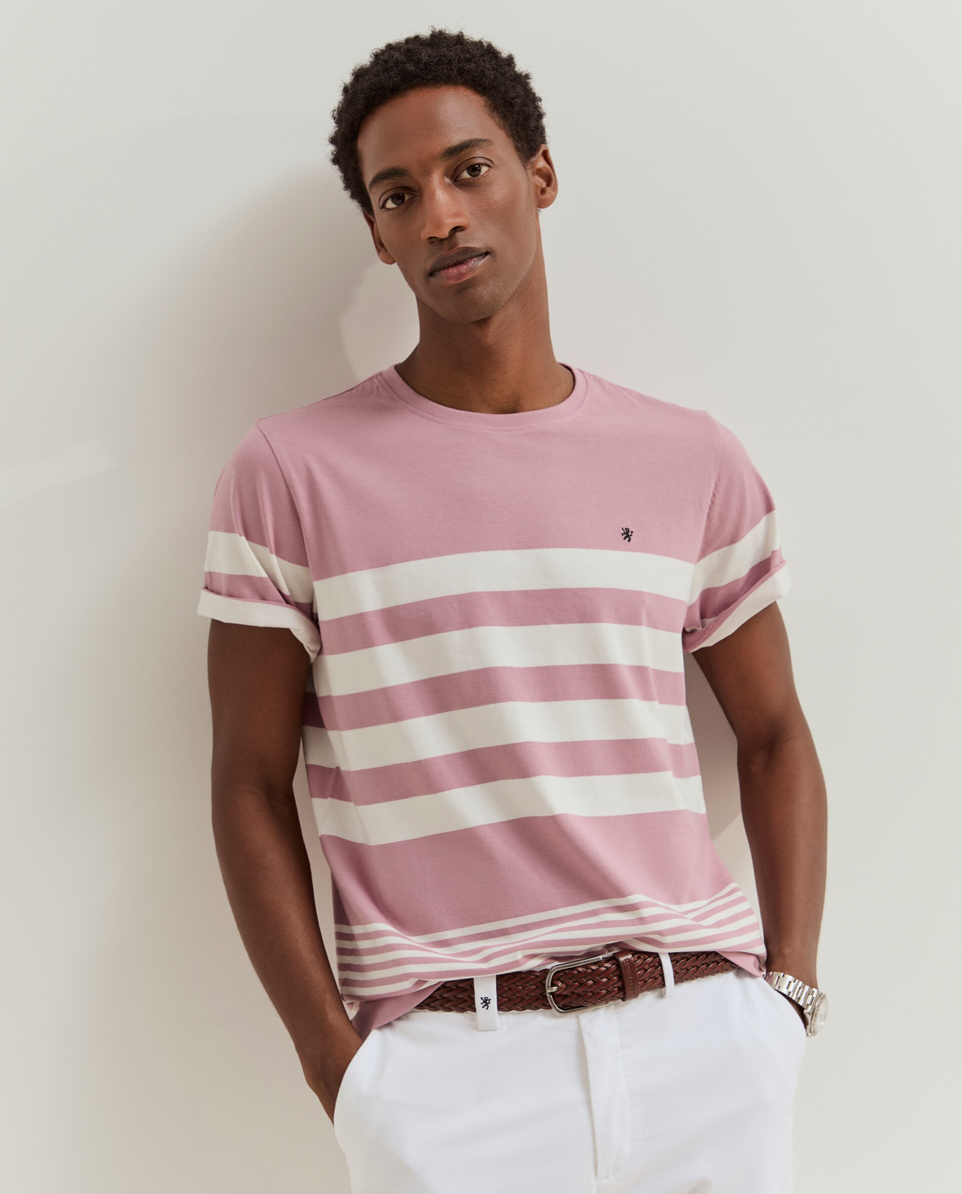 T-shirt em algodão Rosa-2