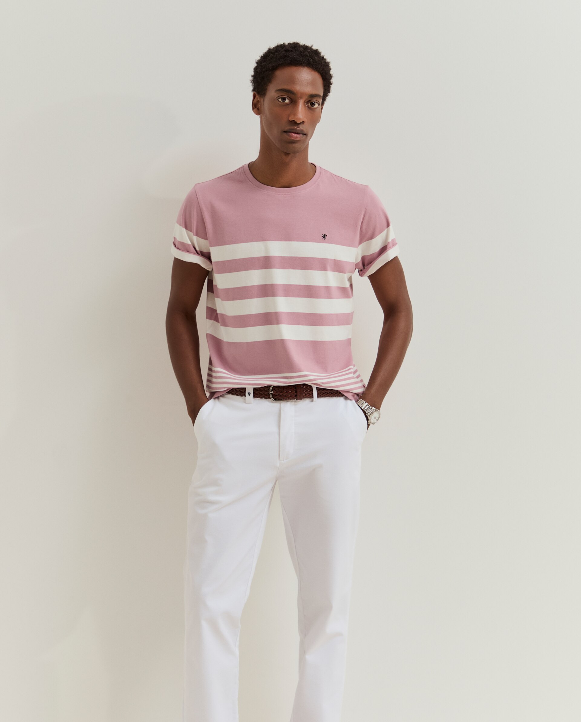 T-shirt em algodão Rosa-4
