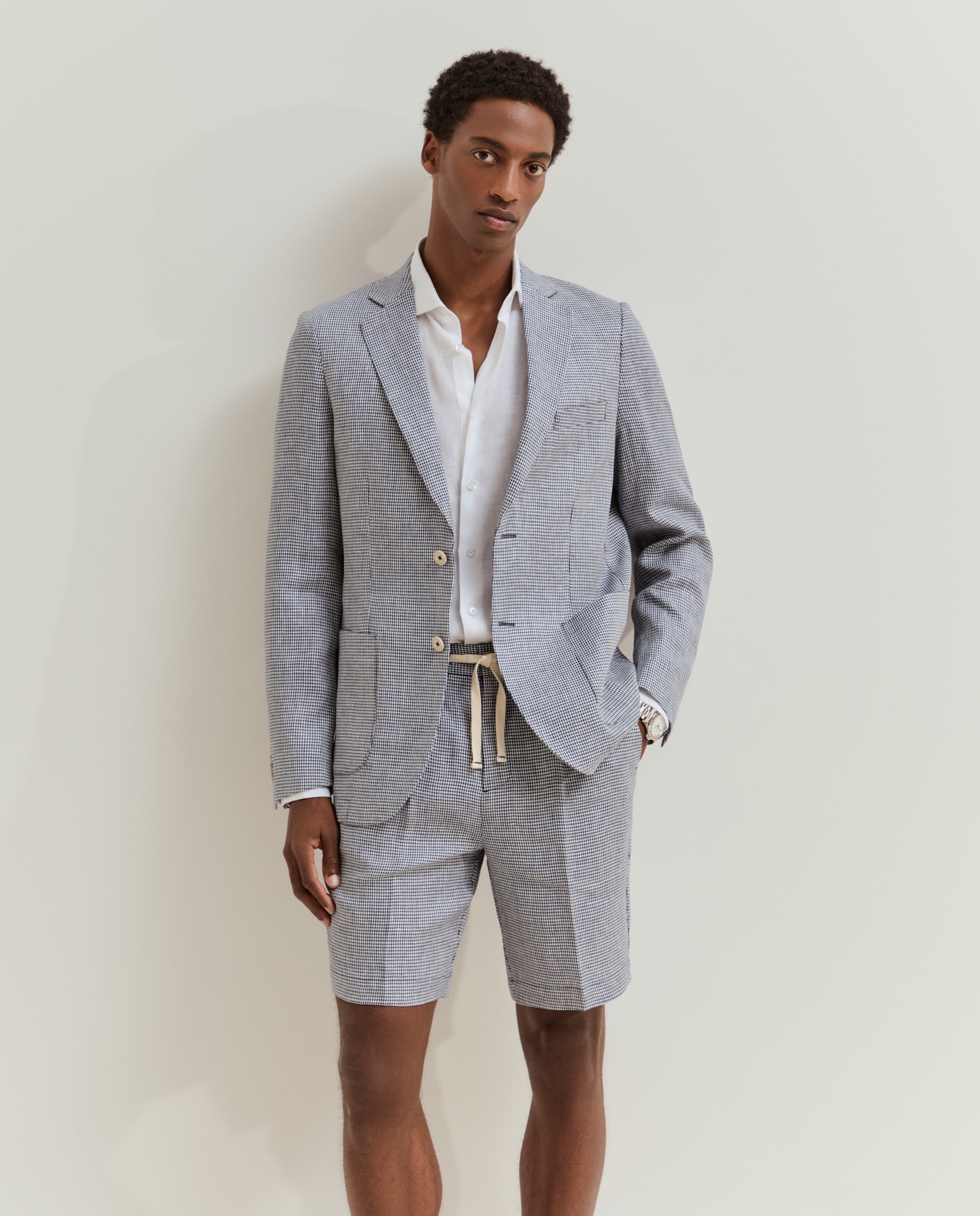 Blazer Slim Fit de Linho Azul-marinho-2