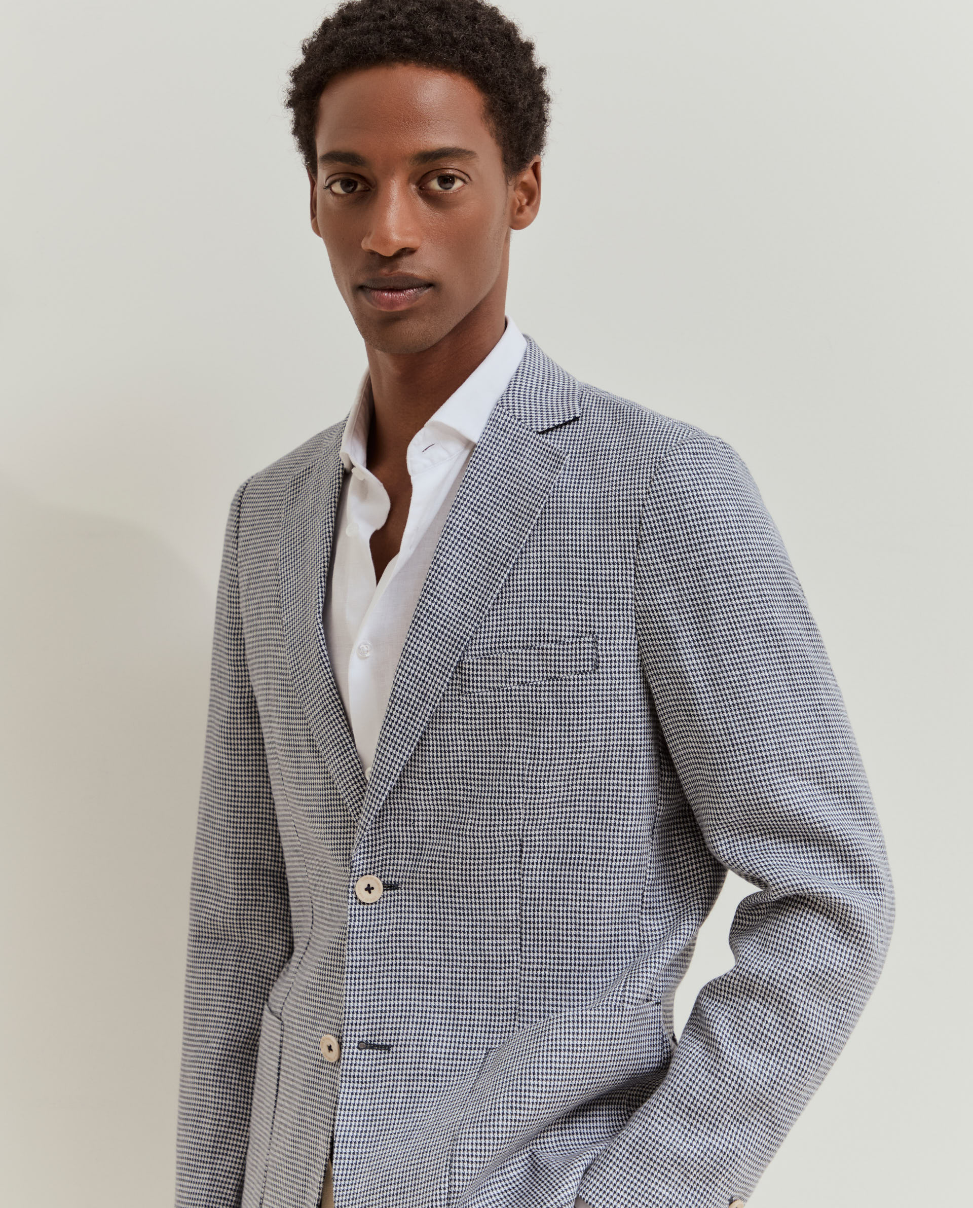 Blazer Slim Fit de Linho Azul-marinho-4