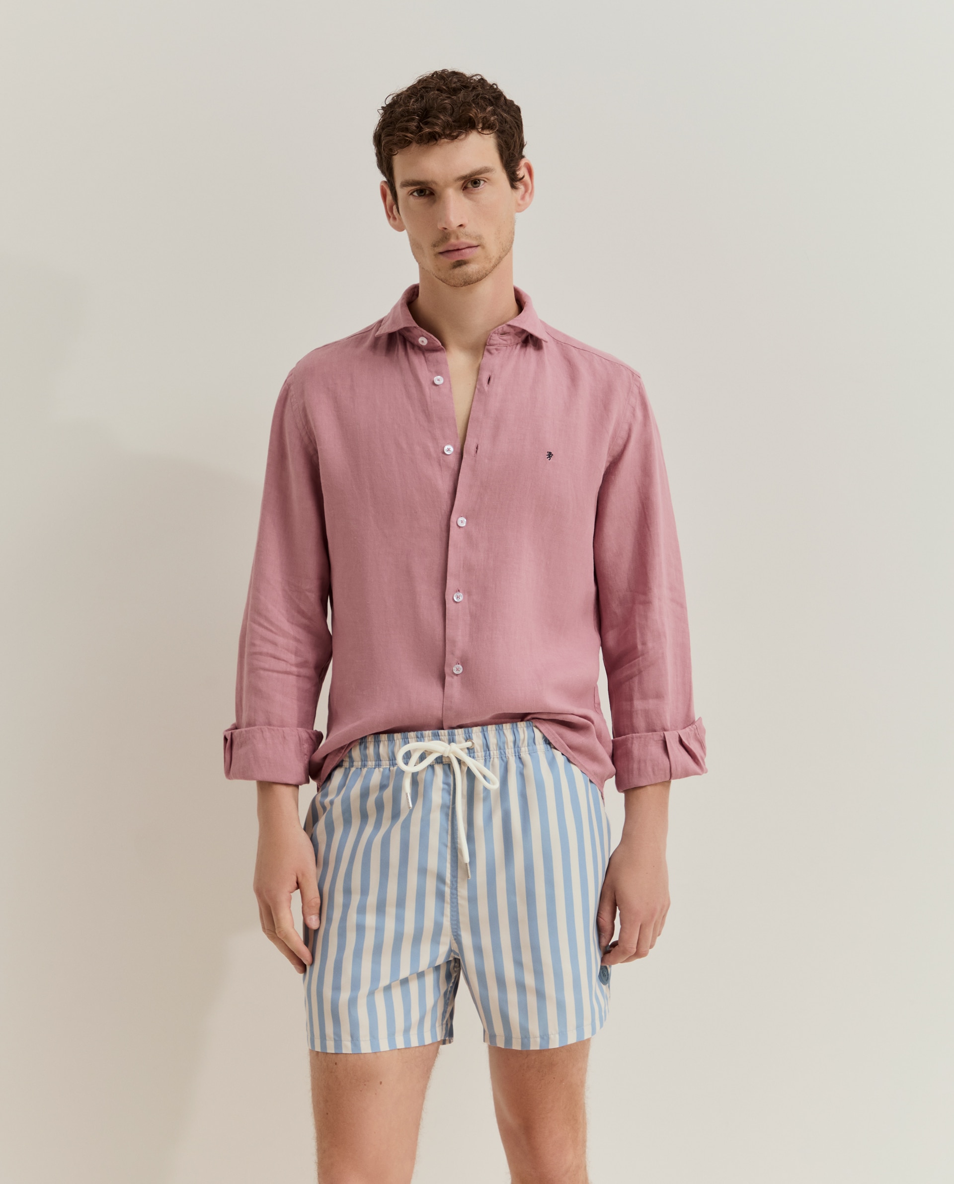 Bermudas Às Riscas Azul-2