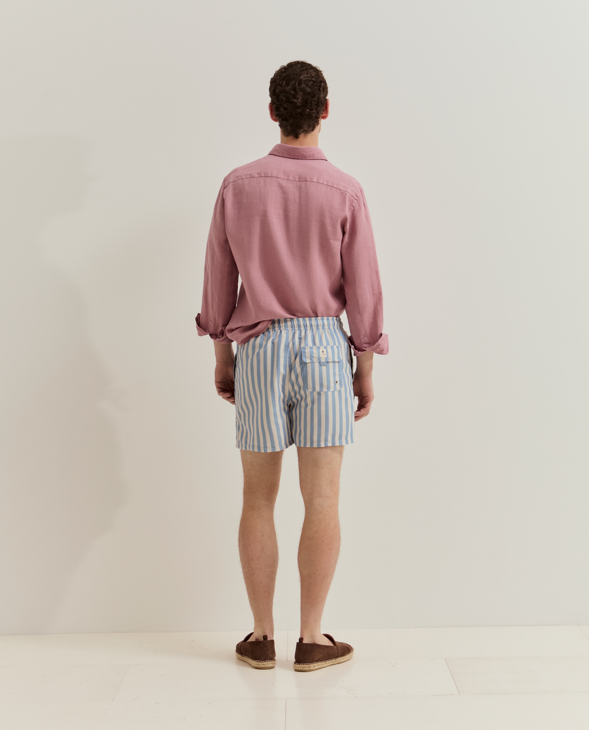 Bermudas Às Riscas Azul-3