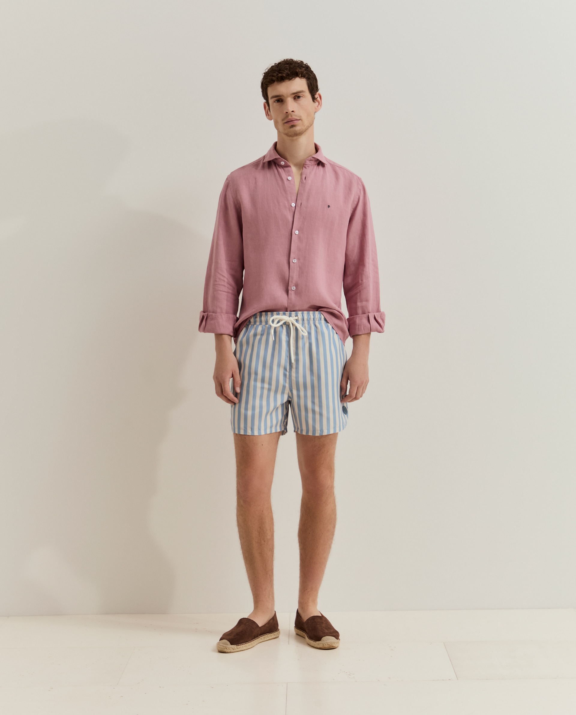 Bermudas Às Riscas Azul-4