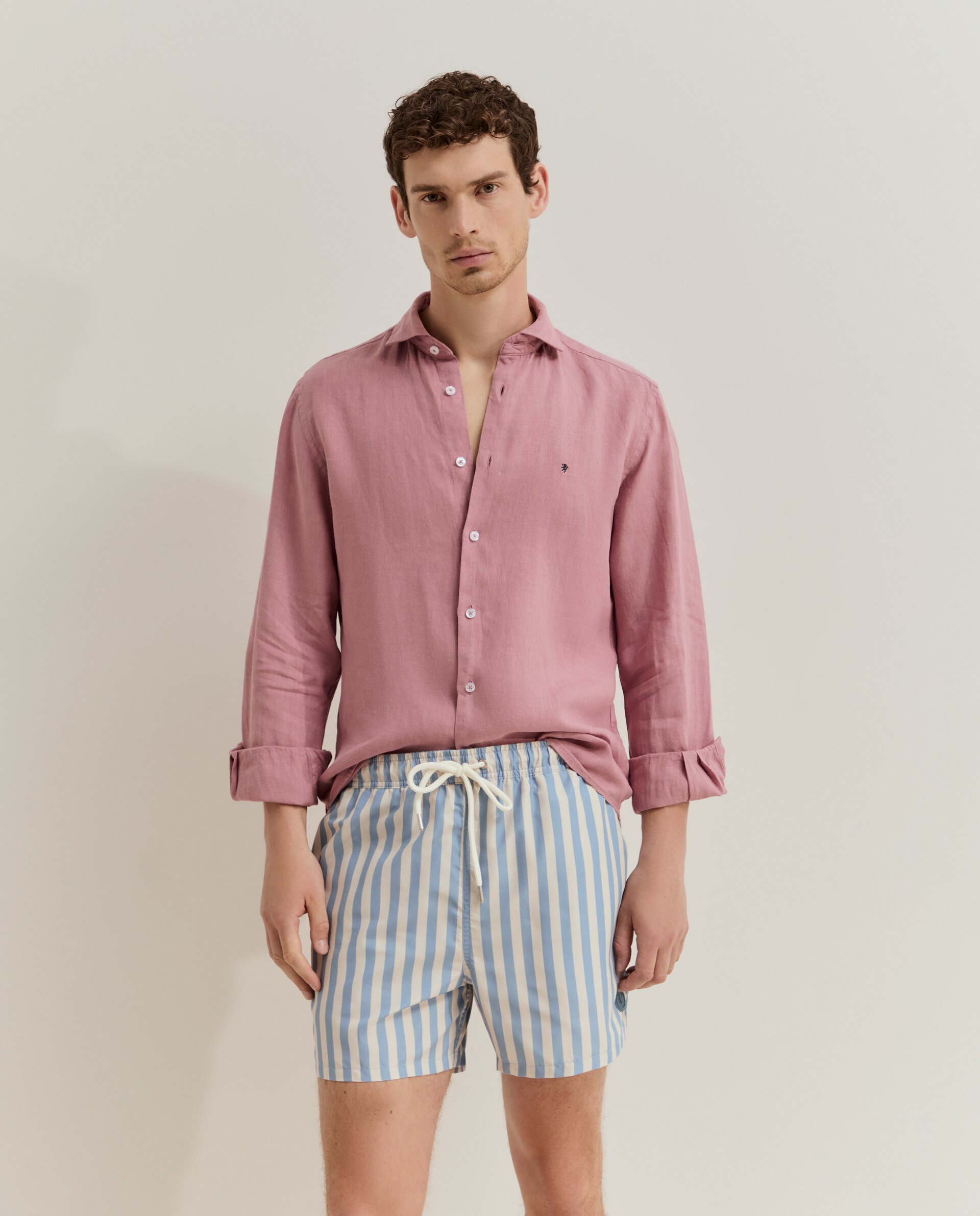 Bermudas Às Riscas Azul-2