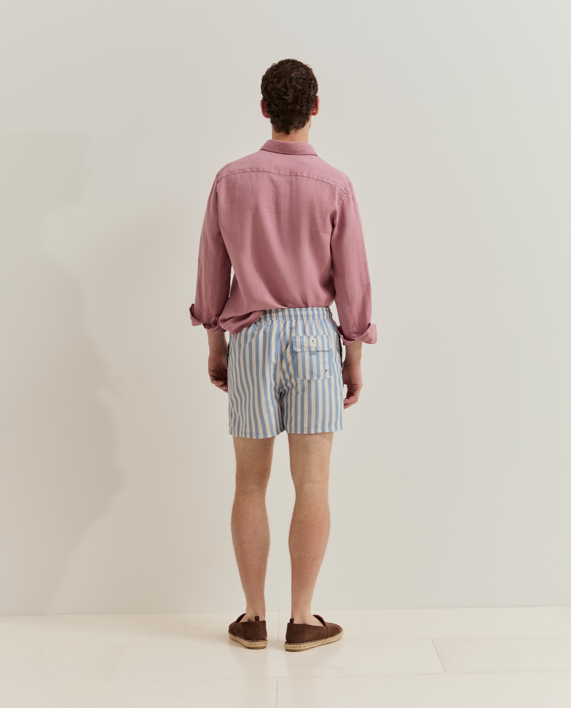 Bermudas Às Riscas Azul-3