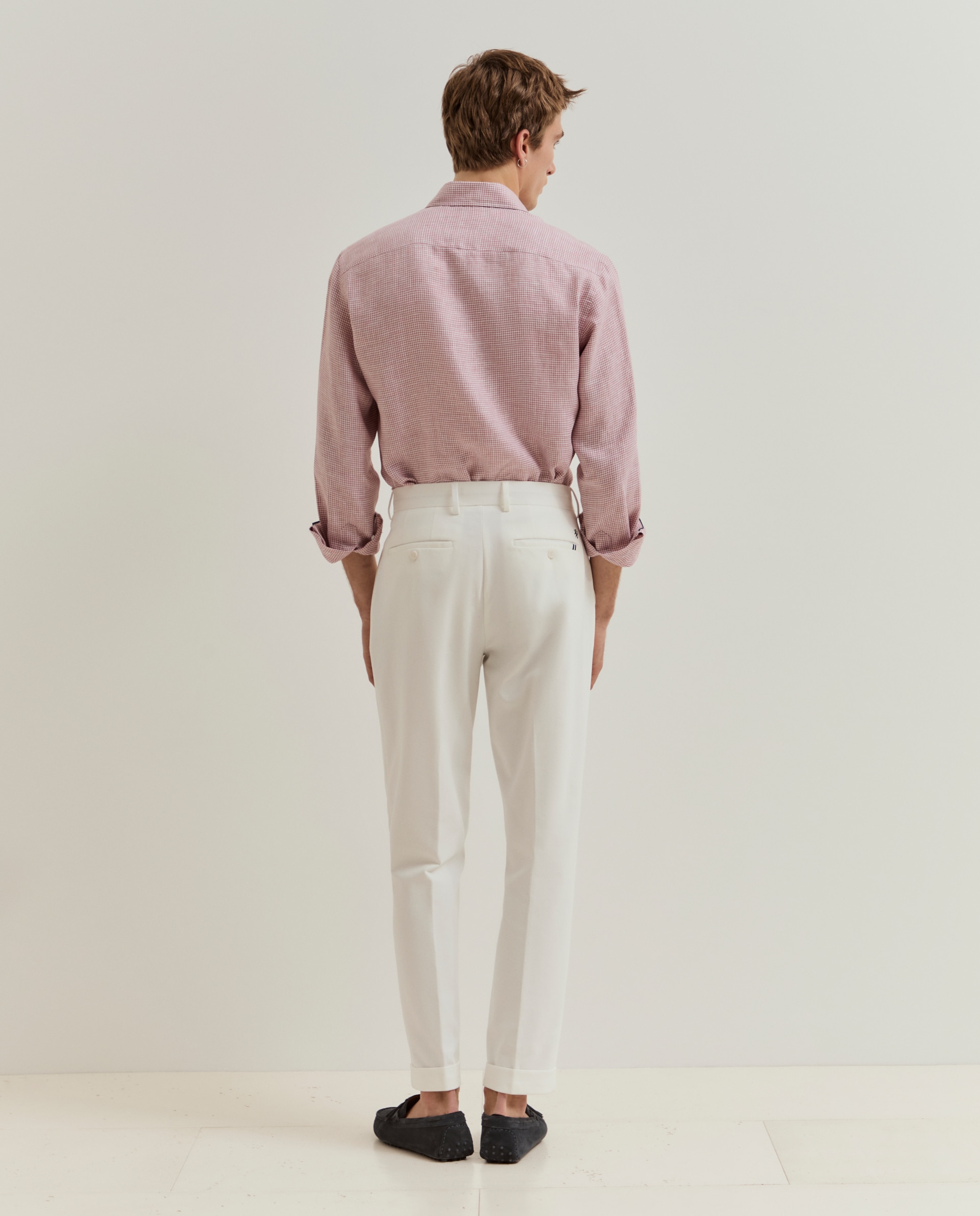 Calças Chino de Corte Regular Branco-3