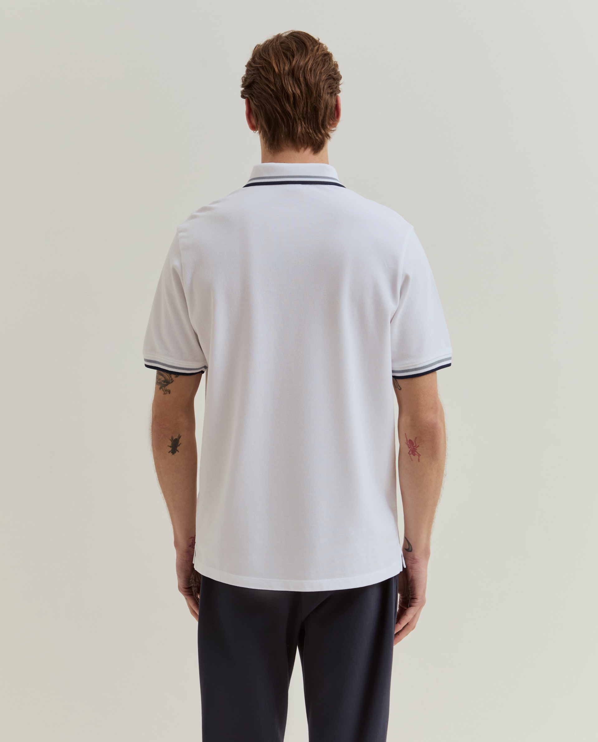 Polo regular fit em piqué de algodão Branco-3