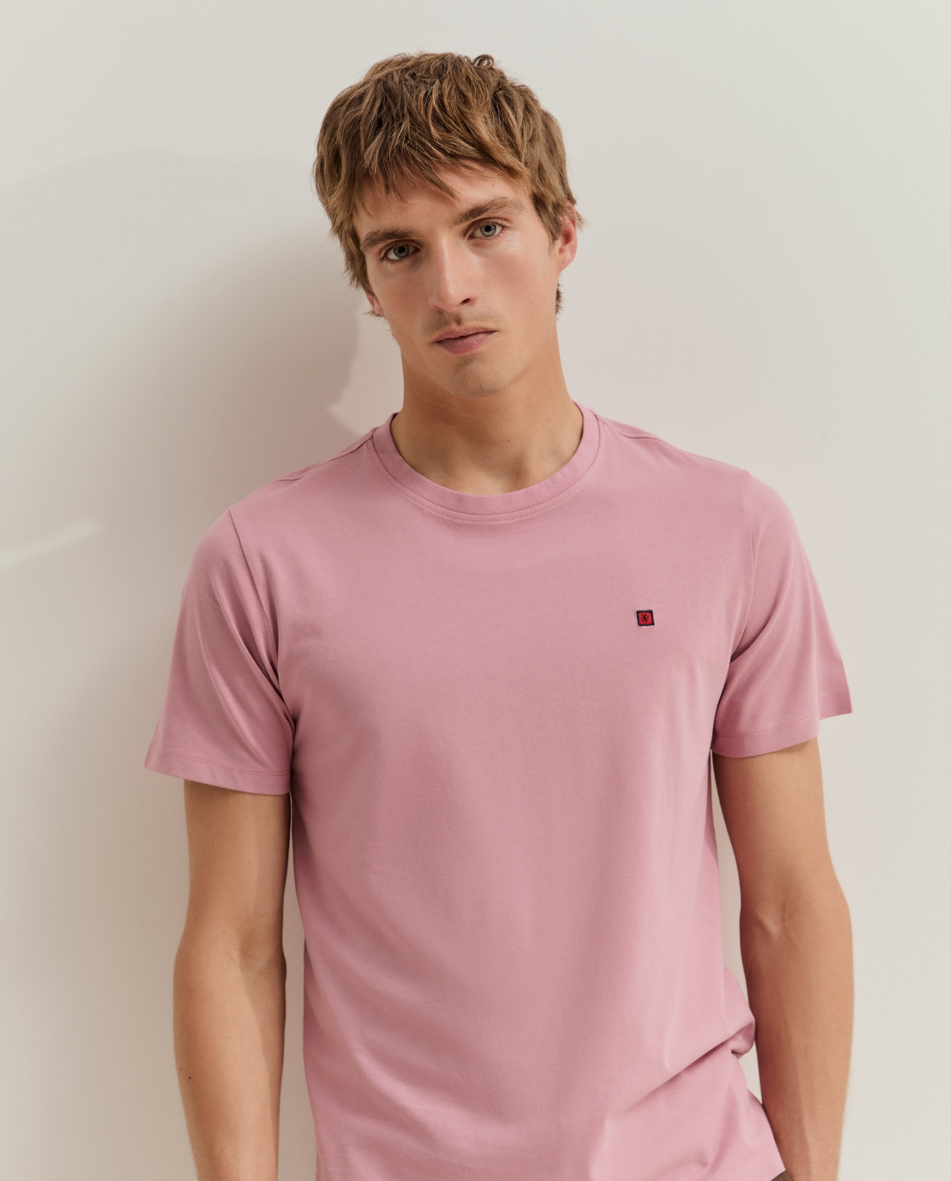 T-shirt de Manga Curta em Algodão Rosa-2